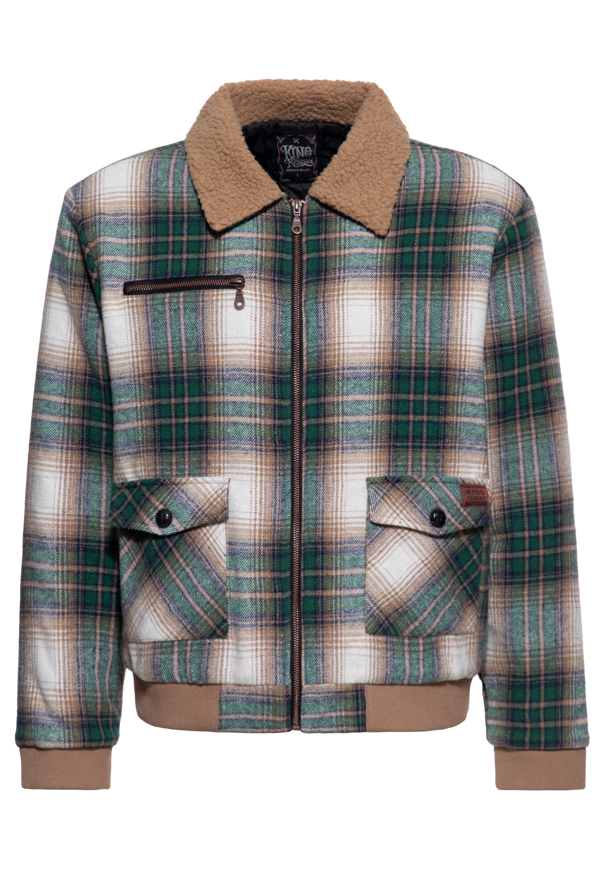 KingKerosin Winterjacke (1-St) mit Teddy-Kragen