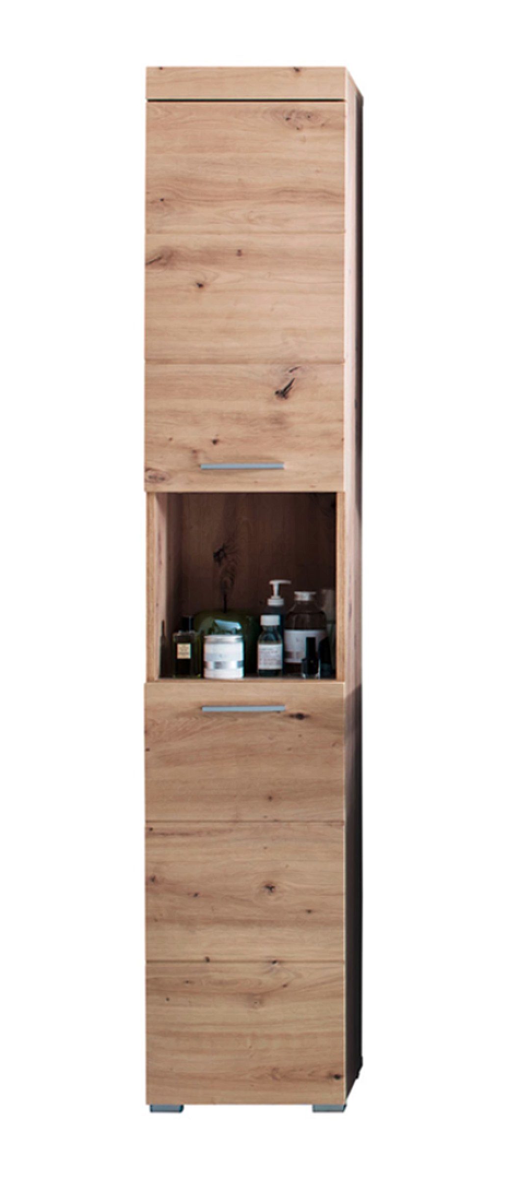 ebuy24 Badmöbel-Set AmandaMando Bad Hochschrank 2 Türen, 1 offenes Fac