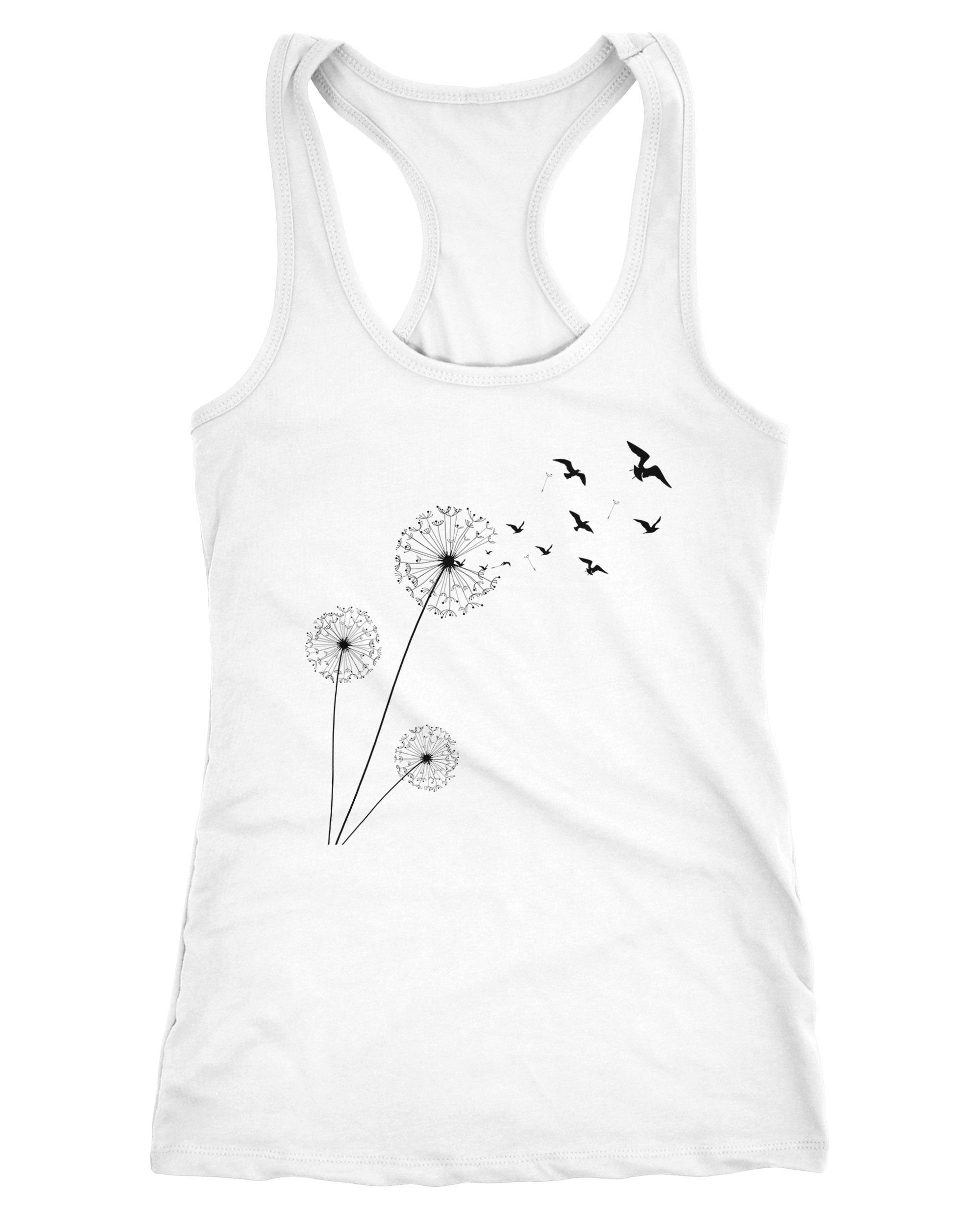 Neverless Tanktop Damen Tank-Top Pusteblume Vögel günstig online kaufen