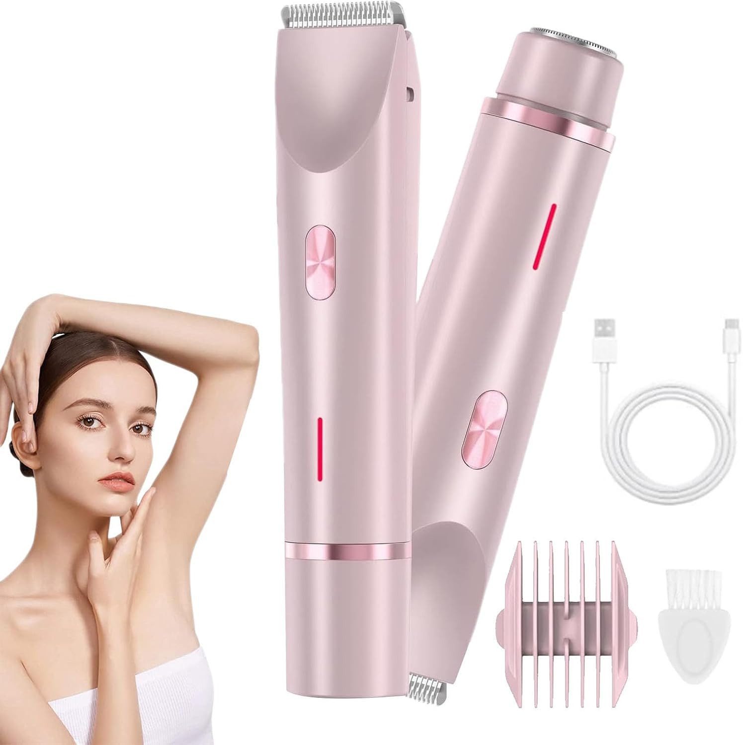 FELIXLEO HPL-Haarentferner 2-in-1 Damen Körperrasierer Haartrimmer Wasserdicht Bikini Trimmer