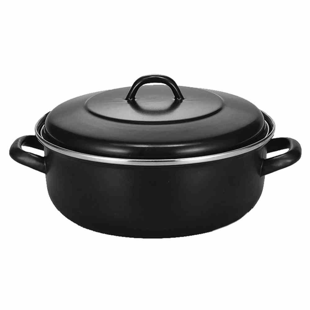 Krüger Kochtopf Kölner Bräter 28 cm mit Deckel, emailliert, matt, Universell einsetzbar – auch für Induktion geeignet