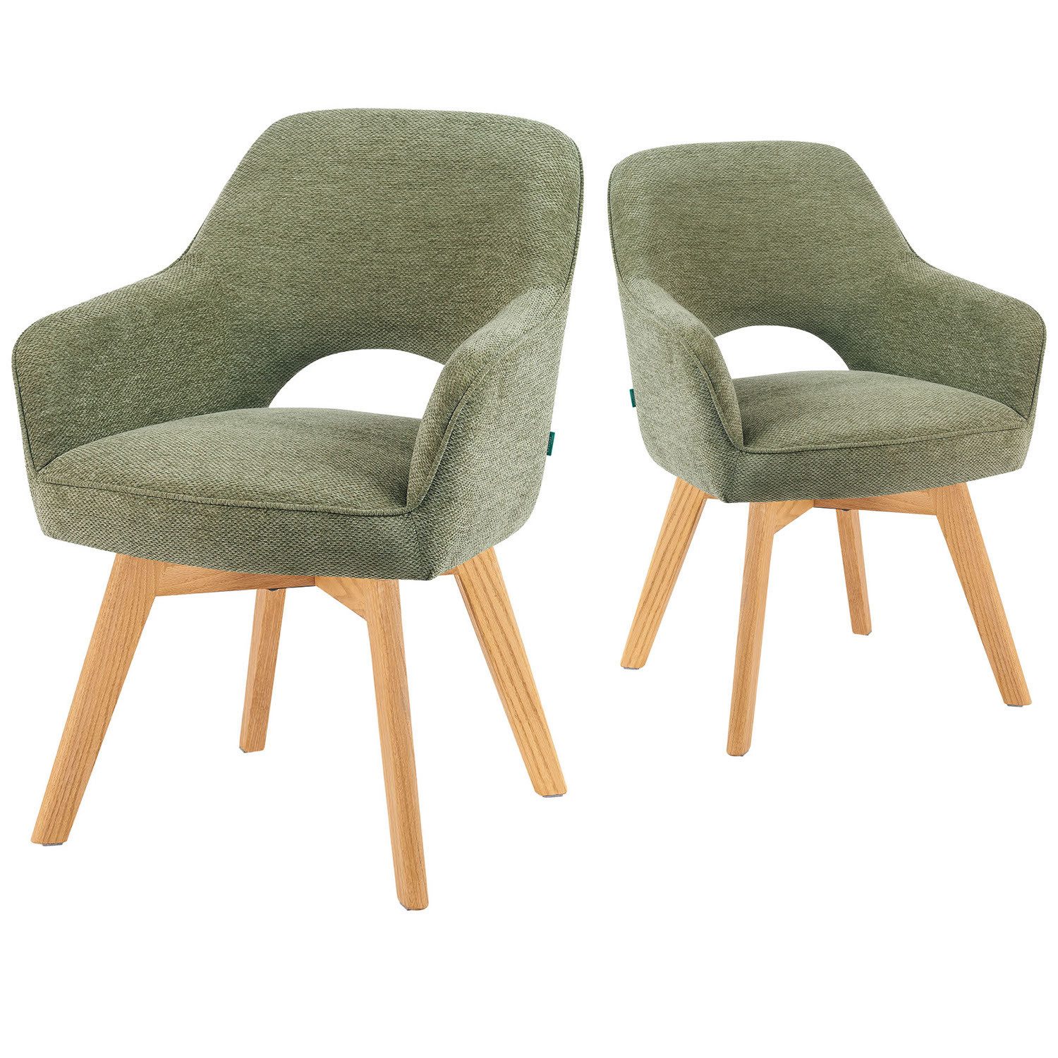 DUBI Möbel Polsterstuhl Mika-Lena 2er-Set, Federkern, Eiche geölt, 360° dre günstig online kaufen