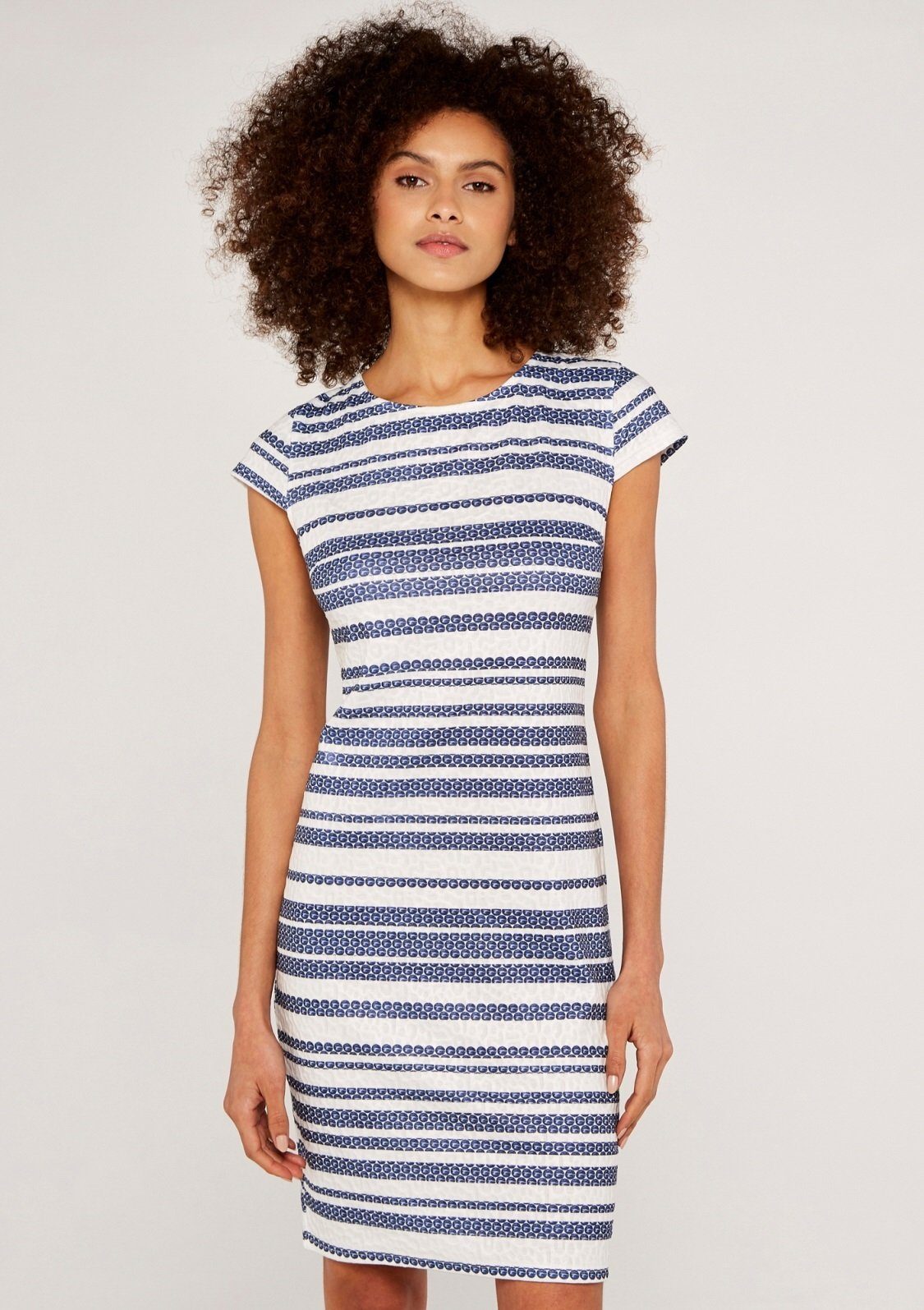 Damen Kleider Apricot Etuikleid Textured Stripe Bodycon Midi Dress (1-tlg) mit Streifen