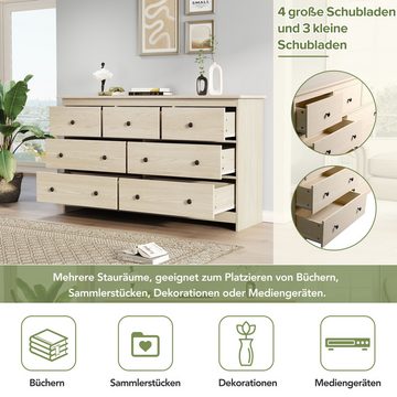 REDOM Sideboard Kommode (7 Schubladen), mit Schubladenführungen,exquisite Muster,solide Stützbeine,140*40*82cm