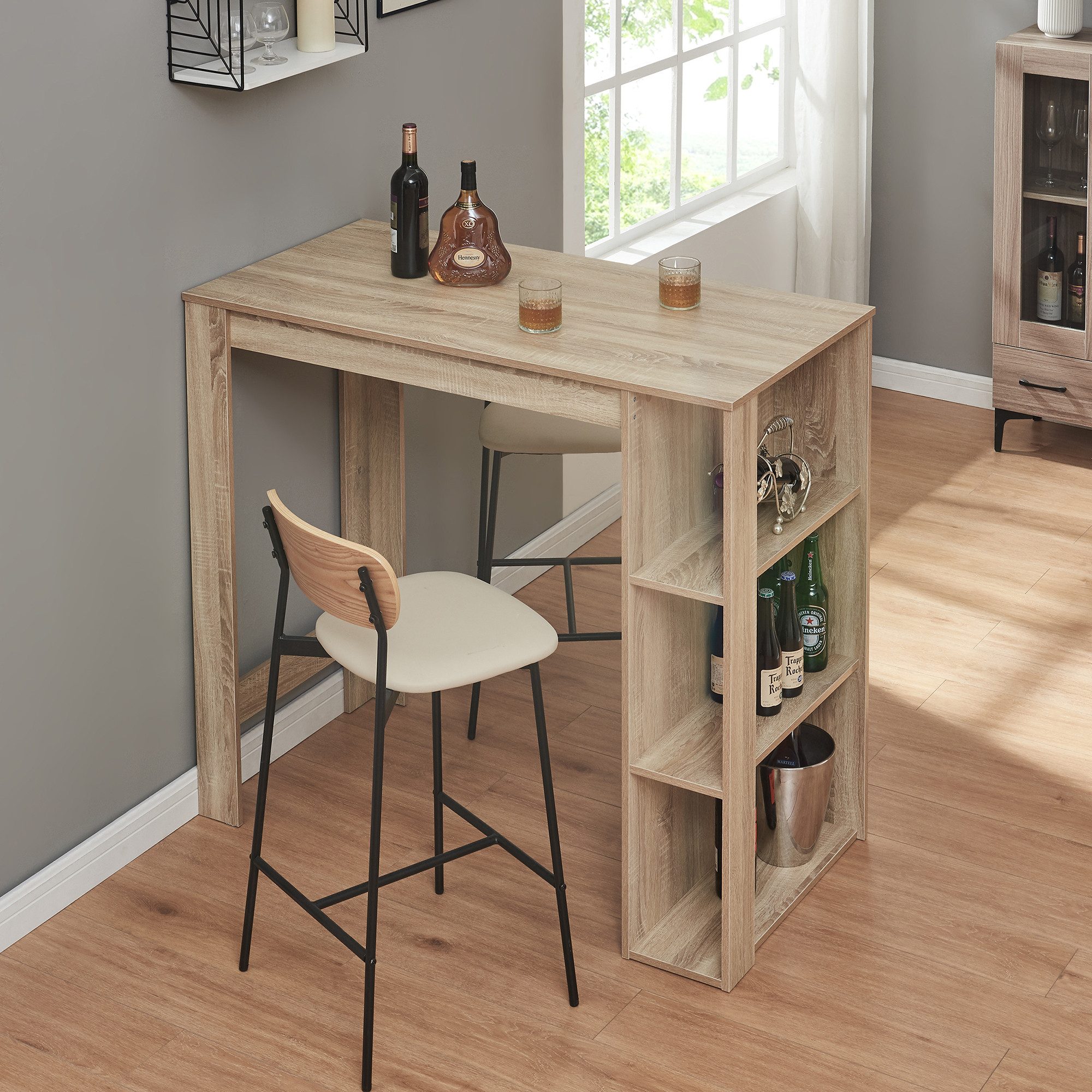 en.casa Bartisch, »Danderyd« 120x60x106 cm mit 3 Ablagefächern Eicheoptik