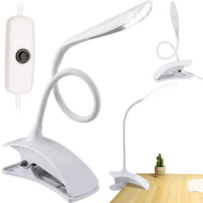 Retoo LED Leselampe LED KlemmLeuchte dimmbar Leselampe flexibel Tisch-Lampe schwarz 5W, LED, LED Klemm-Leuchte, Tisch-Lampe
