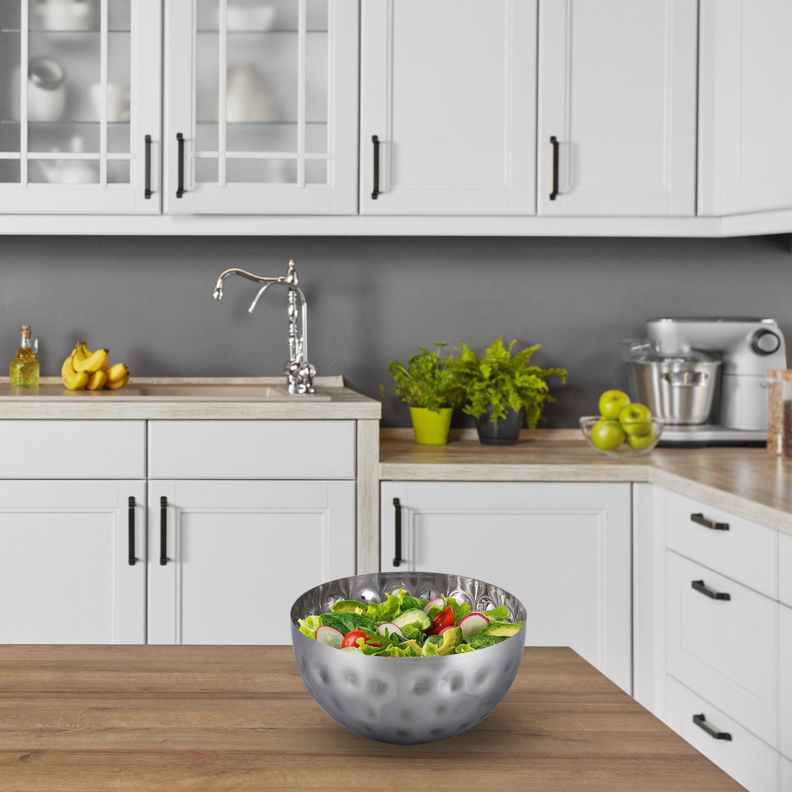 relaxdays Servierschüssel 4 x Silberne Servierschüssel Ø 20 cm, Edelstahl