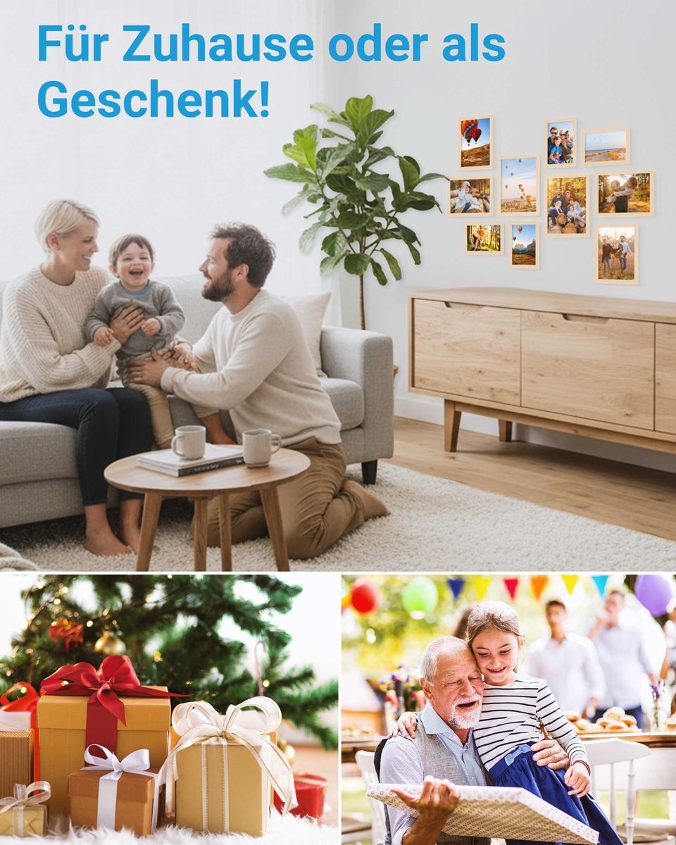 PHOTOLINI Bilderrahmen Sets in verschiedenen Formaten, MDF Holz, Acrylglas & Zubehör, für 10 Bilder (10er Set), Posterrahmen 10er Set No.3 zum Aufhängen oder Au – Bild 4 von 5