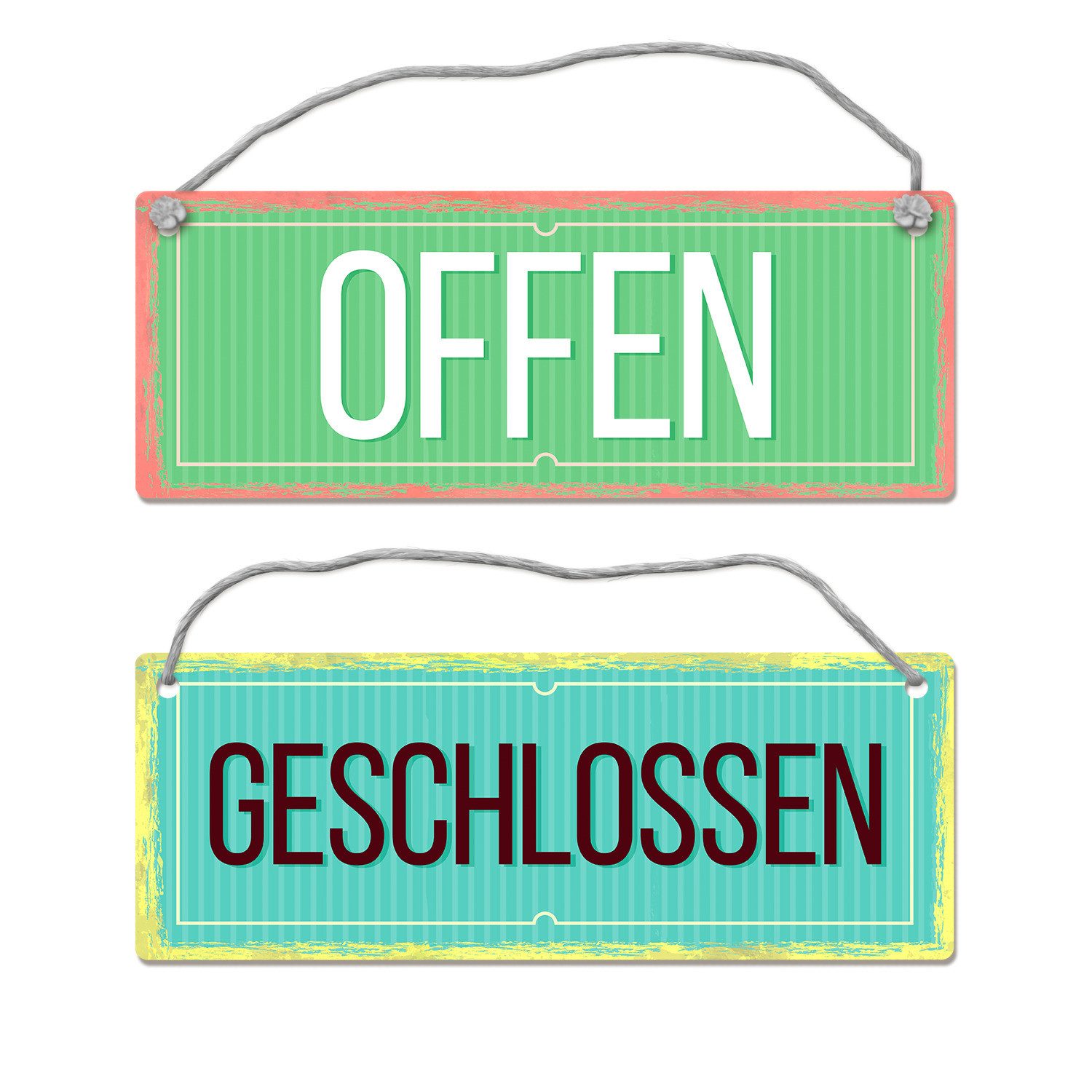 Metallschild Offen oder Geschlossen Wendeschild mit Kordel Schild Türschild