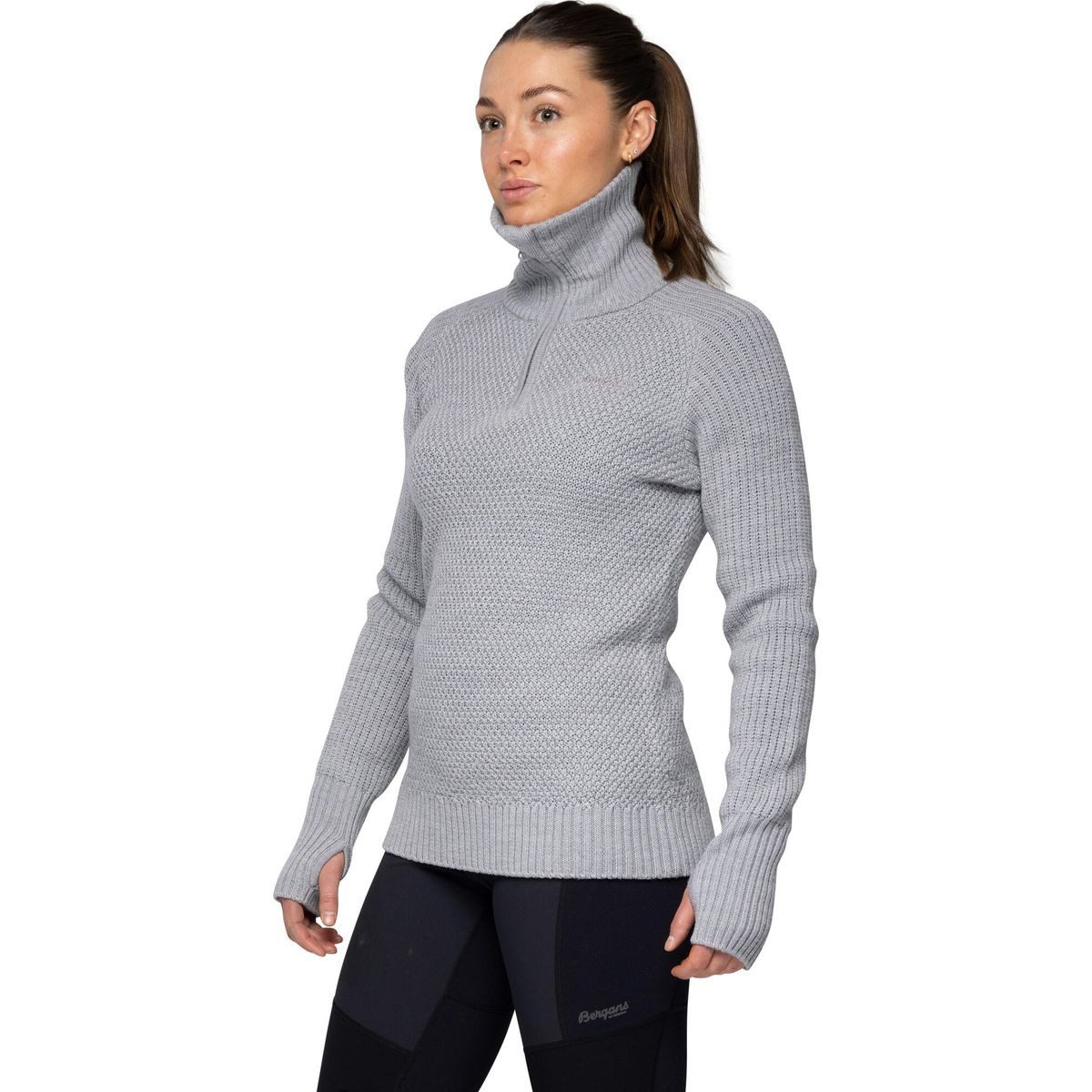 Bergans Fleecejacke Ulriken Jumper Women Vielseitiger Damenpullover aus 100 % Merinowolle mit hohem Kragen und