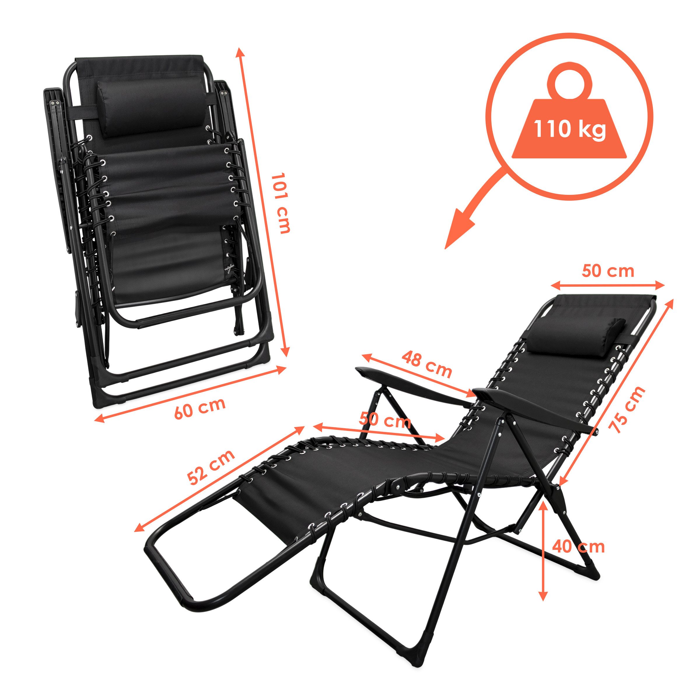 Spetebo Gartenstuhl Relax Sessel mit Kopfkissen günstig online kaufen
