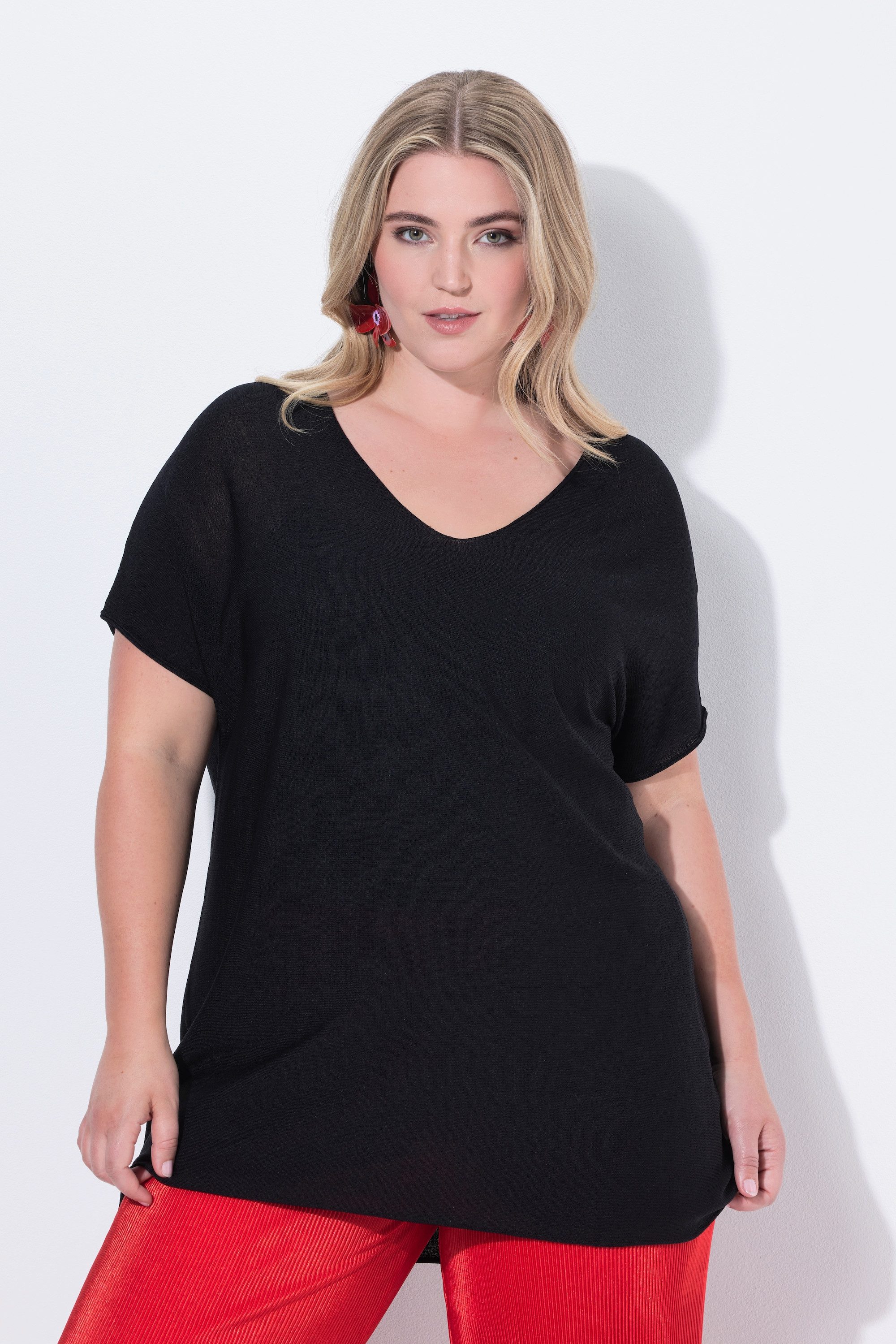 T-Shirt Strickshirt oversized offenkantige Abschlüsse