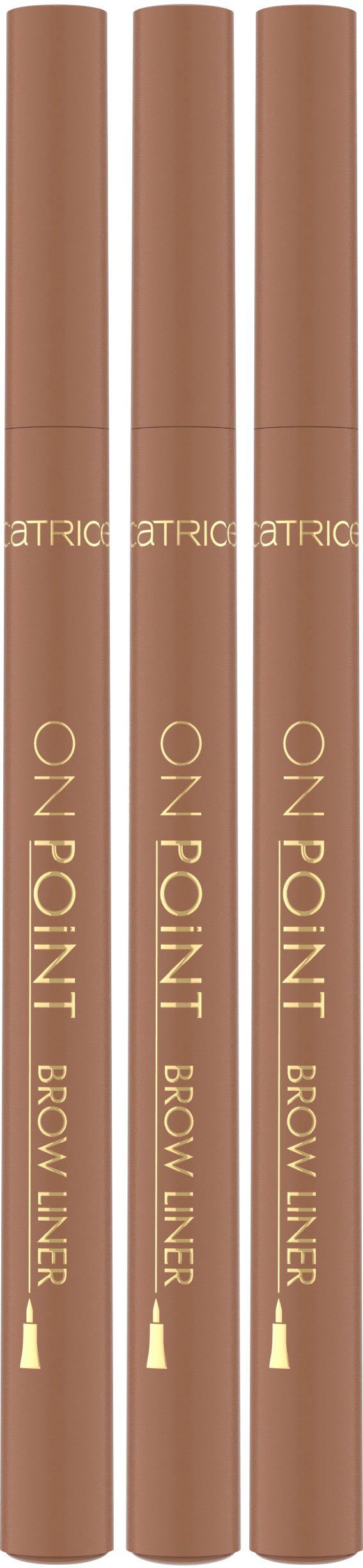 Augenbrauen-Stift POINT 3-tlg., Liner Brown Warm ON 020, Catrice Wow-Brows, wischfest Brow Augen-Make-Up,