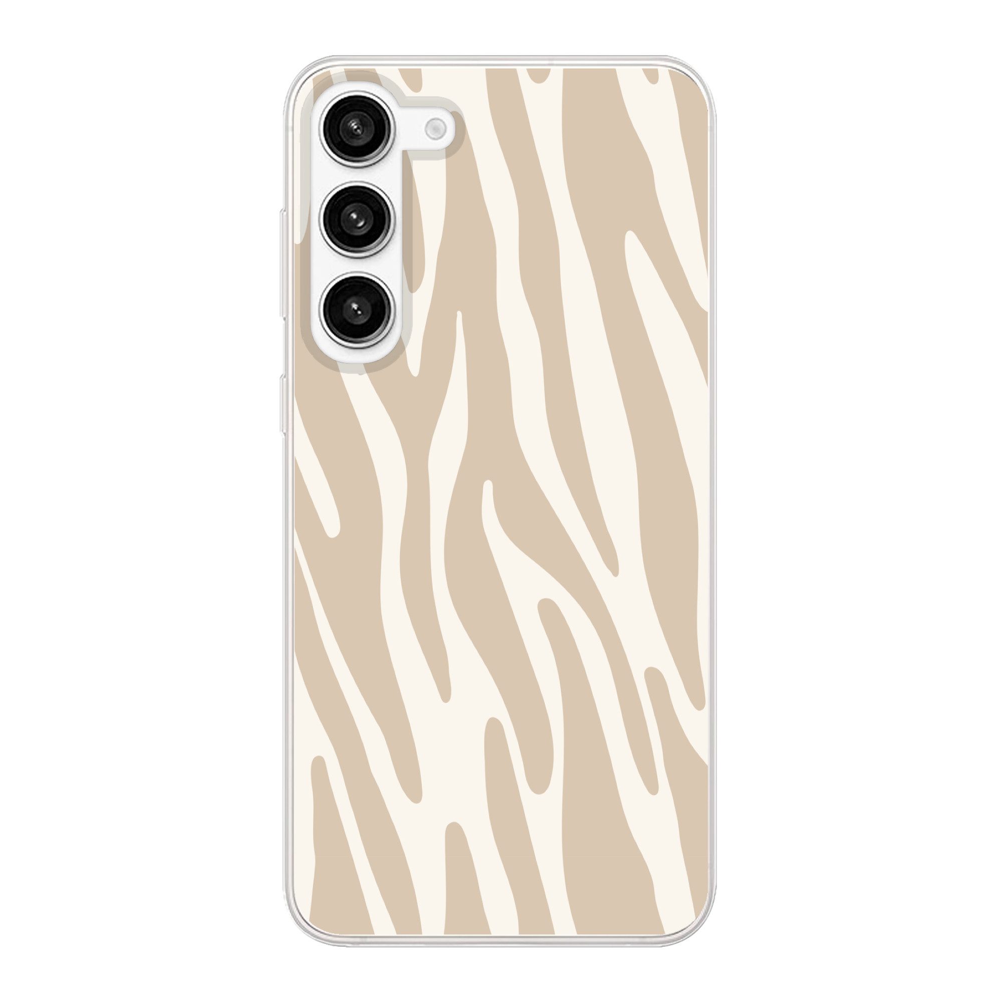 MuchoWow Handyhülle für Samsung Galaxy S23 Plus Zebramuster - Beige - Weiß - Tiermuster, Phone Case, Silikon, Schutzhülle Dünn