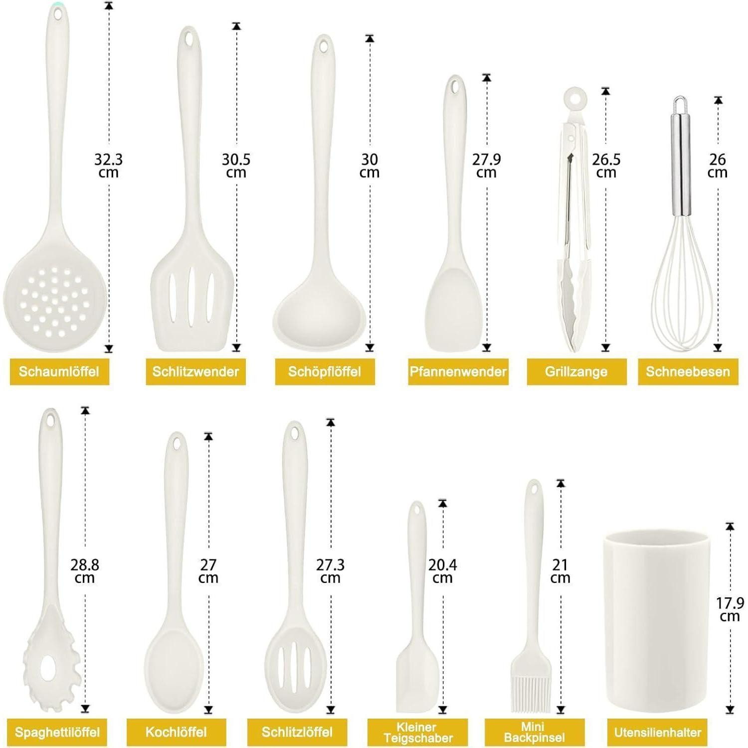 LuxusKollektion Kochbesteck-Set Küchenhelfer Set 12 Silikon Antihaft Kochbesteck Weiß – Bild 2 von 5