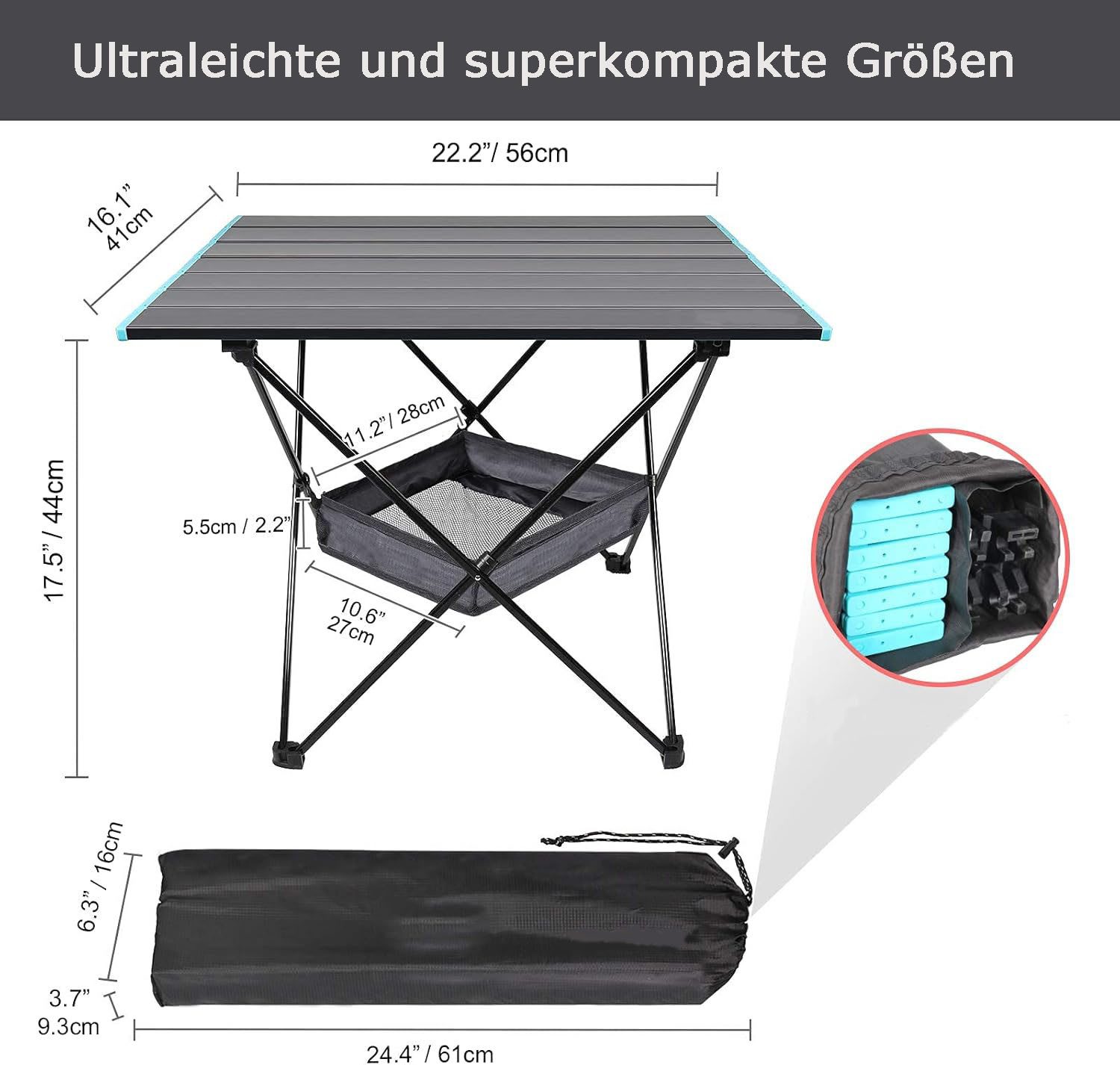 zggzerg Klapptisch Campingtisch Klappbar mit Aluminium-Tischplatte, Ultrale günstig online kaufen