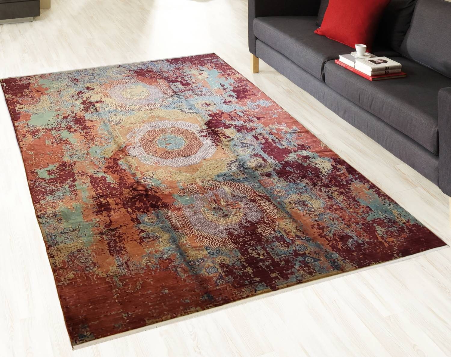 Rug Studios Teppich ARYANA 63541-010, Rechteckig, Höhe: 8 mm, modern, 80 x 120 cm, Rot-Beige