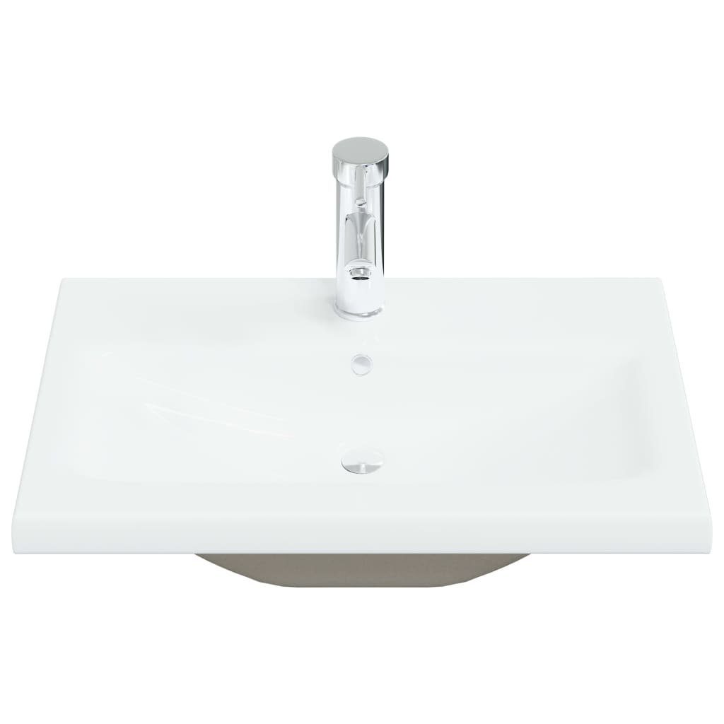 vidaXL Waschbecken Einbauwaschbecken mit Wasserhahn 61x39x18 cm Keramik Weiß