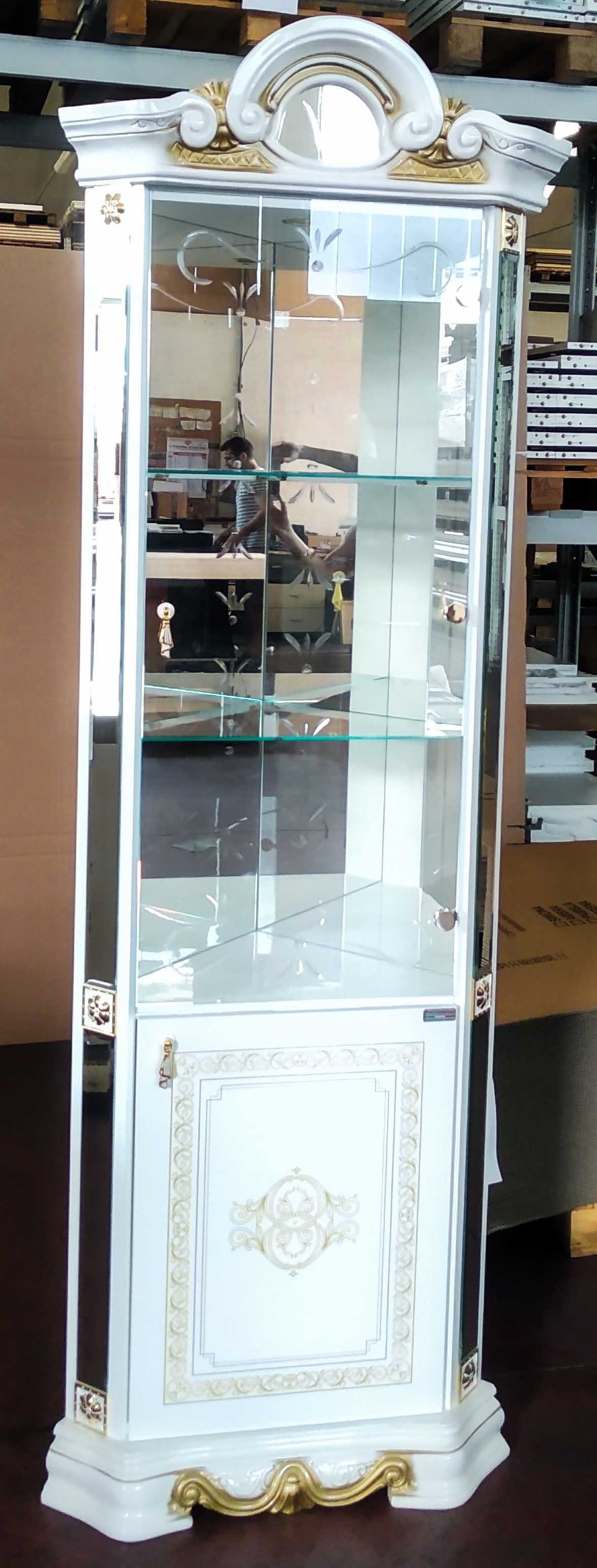 Eckvitrine Klassisch Vitrine Italy Modern JVmoebel Glas Möbel Schaufenster Made Luxus in Schrank