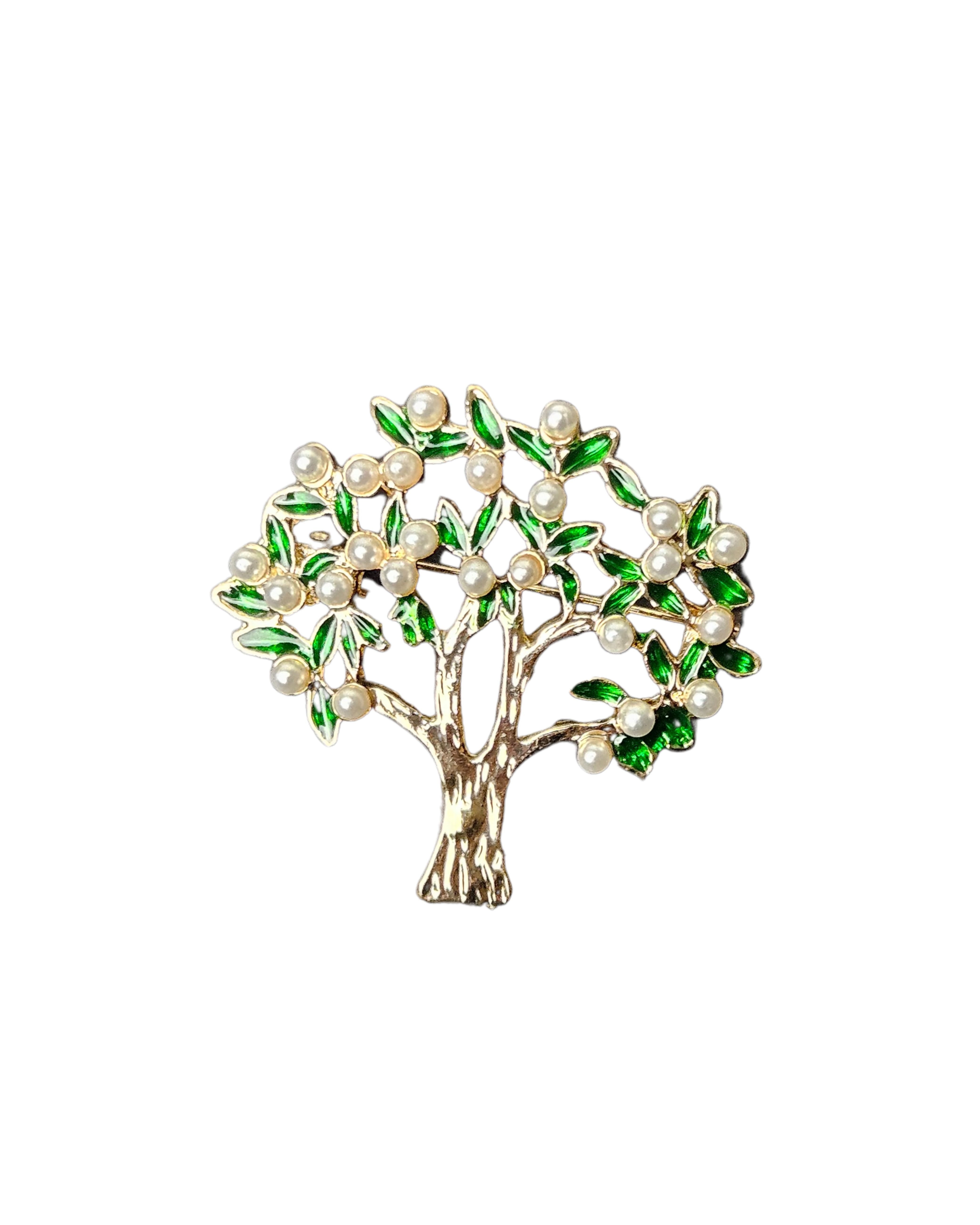 MayTree Brosche "Lebensbaum", mit Zierperlen (Stück, 1-tlg), Metallbrosche mit Zierperlen