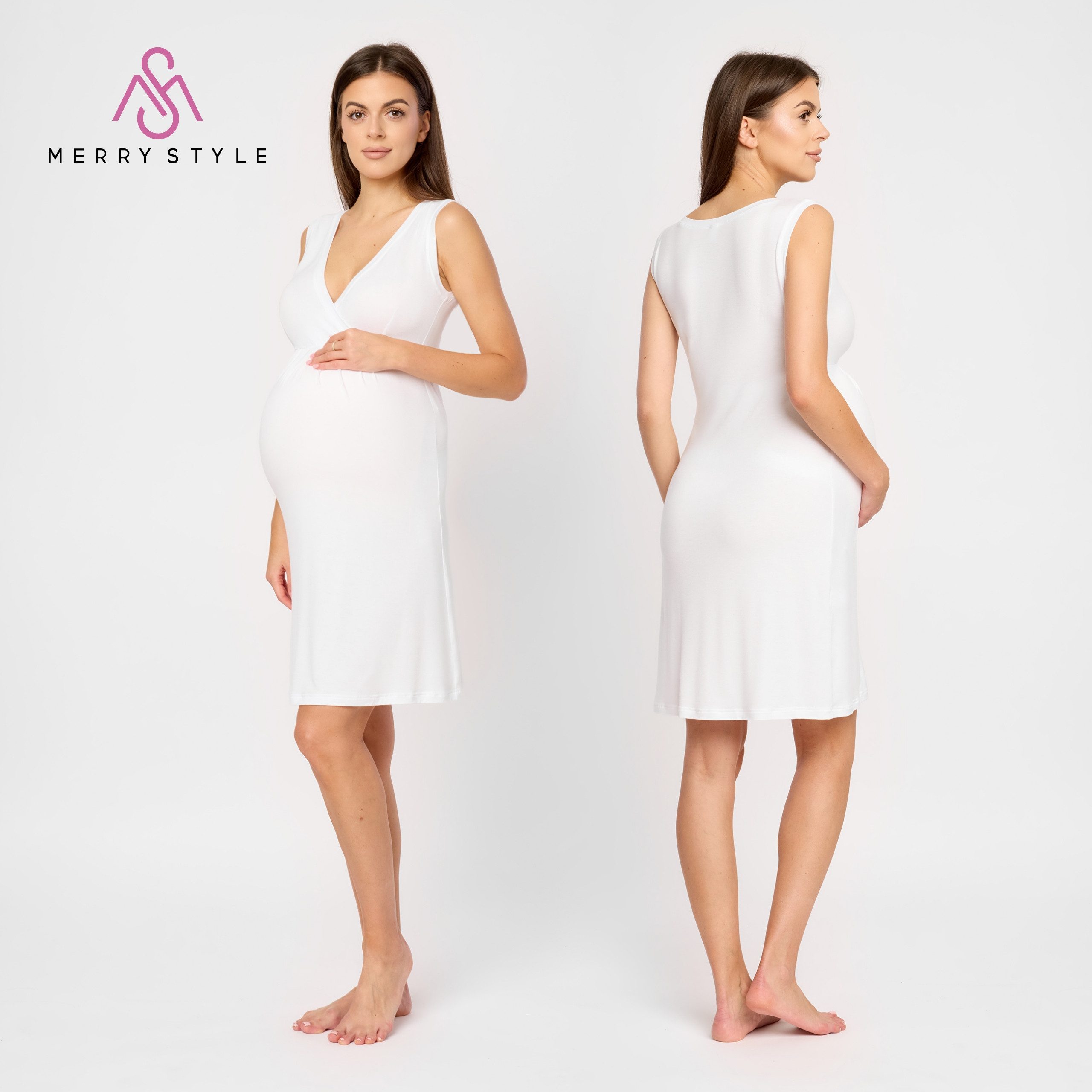 Merry Style Umstandsnachthemd Nachthemd Damen Schwangerschaft Stillnachthemd Nachtwäsche MS10-467 (1-tlg)