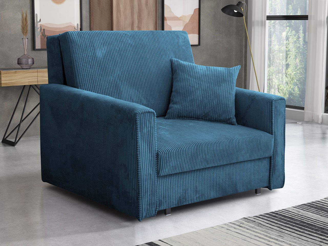 MIRJAN24 Schlafsofa Viva Bis Premium I, mit Bettkasten und Schlaffunktion, inkl. Kissen, Schwarz Metallfüße, Wellenfeder