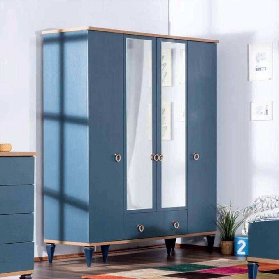 JVmoebel Kleiderschrank Blauer Kleiderschrank für modernes Jugendzimmer aus robustem Material (Kleiderschrank) Made in Europa