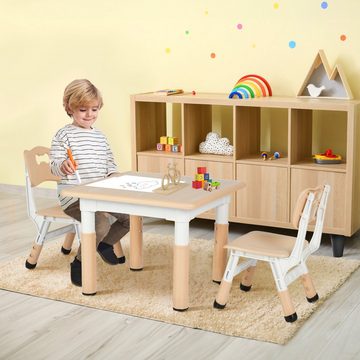 TLGREEN Kindersitzgruppe Kindertisch mit 2 Stühlen, (3-tlg), Kindermöbel Plastik, Sitzgruppe Höhenverstellbar