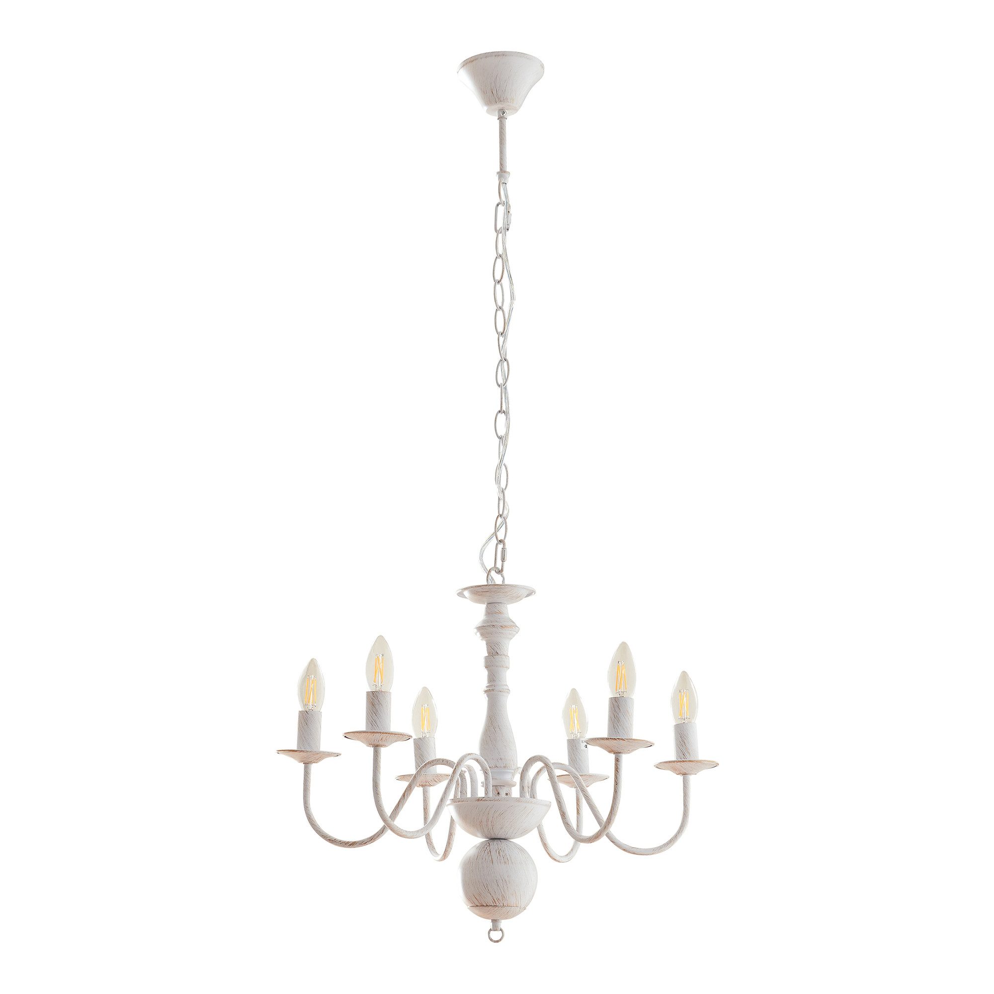 lux.pro Kronleuchter, ohne Leuchtmittel, »Berkeley« 6-flammig E14 Metall Shabby Chic Vintage-Weiß