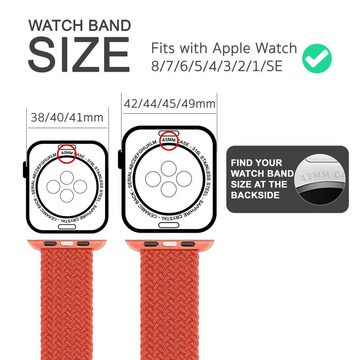Nalia Smartwatch-Armband Apple Watch 38mm/40mm/41mm, Flecht-Stoff Uhr Ersatzband / Metall-Schließe / Stufenlos verstellbar