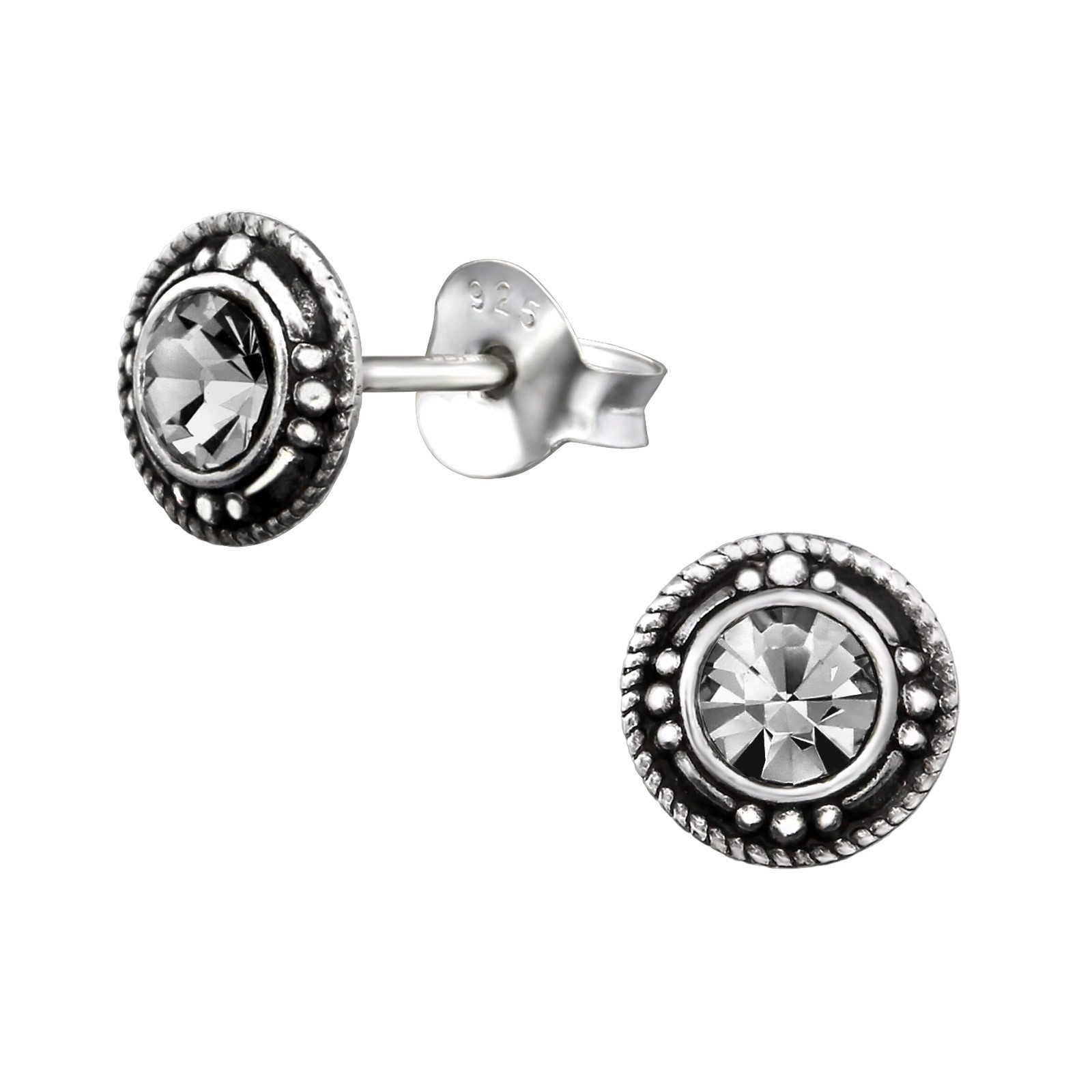 Ohrring-Set Ohrstecker Kristall 7mm aus 925 Silber Damen