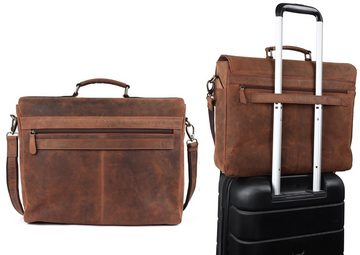 TUSC Businesstasche Zeron, Premium Ledertasche für Laptop bis 17,3 Zoll mit Vintage Stil