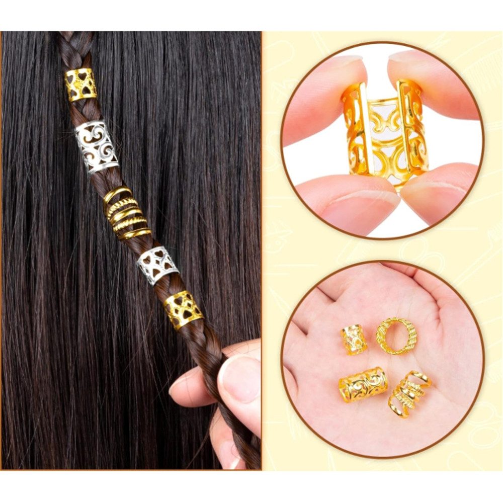 Zaewry Haarspange 72 Stück Dreadlocks Schmuck Haarspiralen Clips, Gewebter Haarschmuck, für Damen Herren