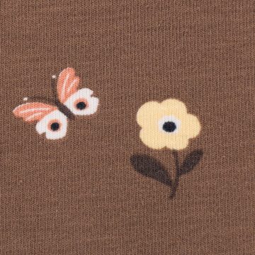 SCHÖNER LEBEN. Stoff Jersey Baumwolljersey Kinderstoff Reh Kitz Blumen braun 1,50m Breite, allergikergeeignet