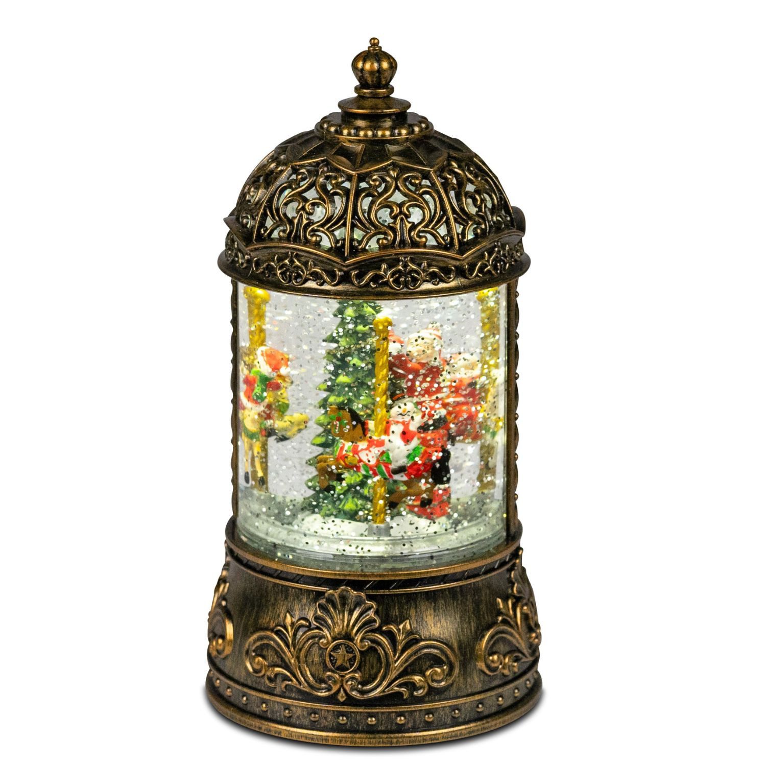 formano Weihnachtsfigur Acryl Weihnachtsdeko, Wassereffekt, Drehend, Gold, Karussell, H: 23cm