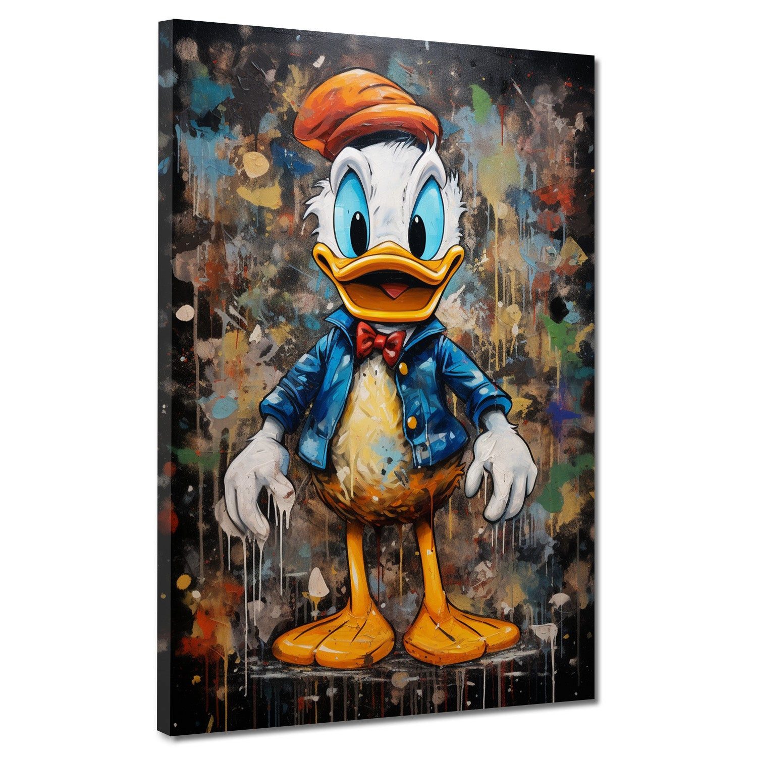 Leinwandbild Comic Duck abstrakt Pop Art Leinwandbild Wandbild Kunstdruck XL Deko