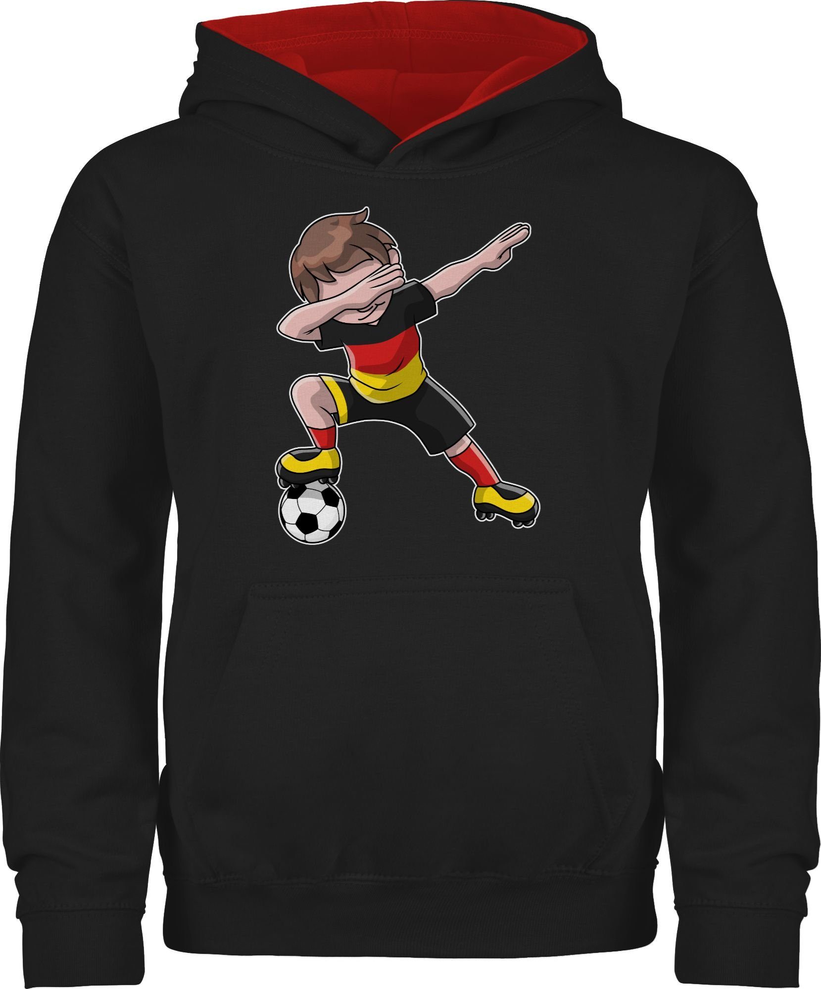Shirtracer Hoodie Dabbing Fußballspieler Junge Fussball EM 2024 Kinder 1 Schwarz/Rot