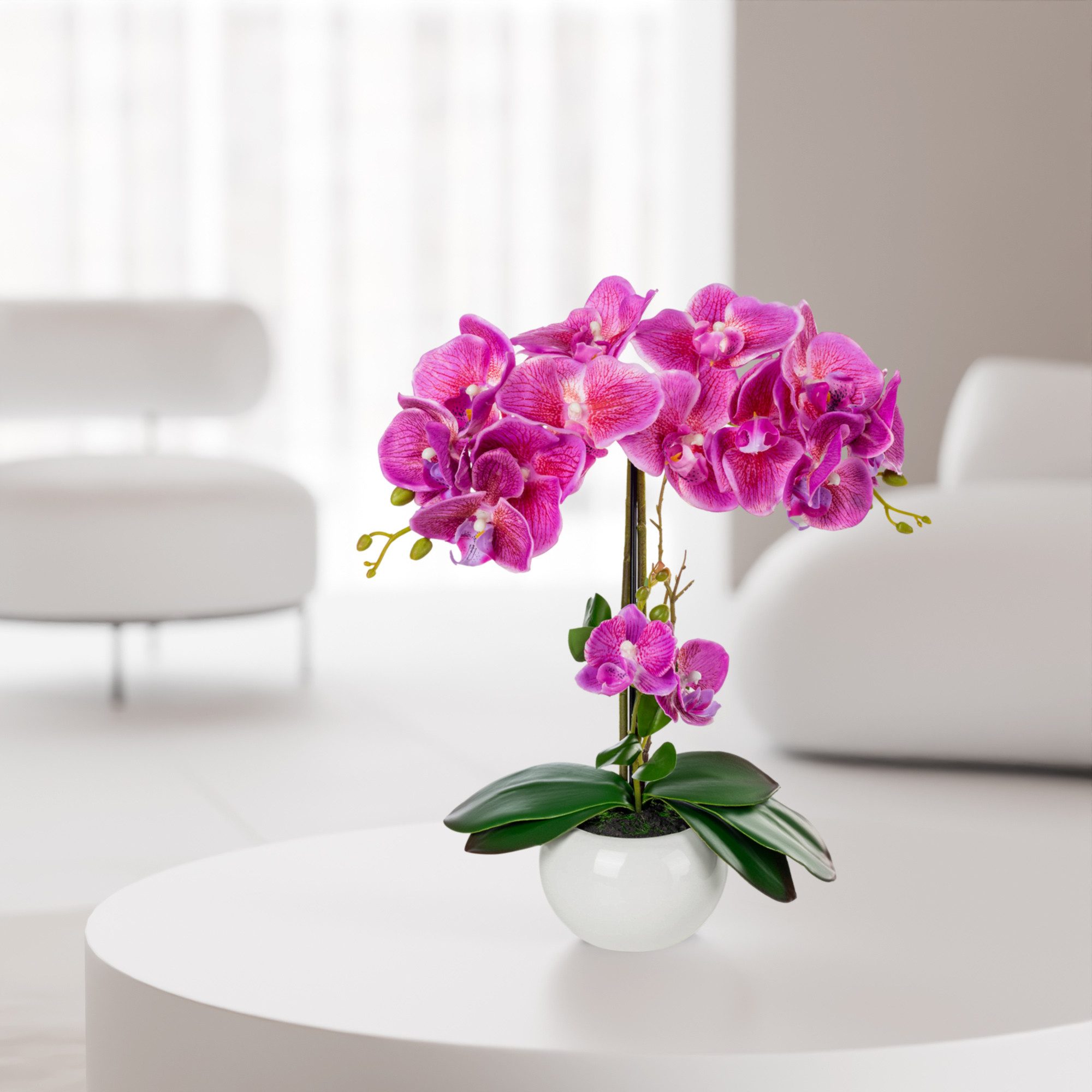 Kunstorchidee PASCH® Orchidee künstlich wie echt (40cm) in Hochglanz-Keramiktopf Orchidee, PASCH
