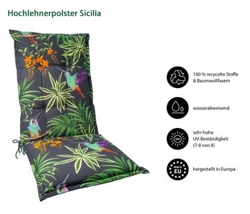 Dehner Polsterauflage Sicilia, 71 x 50 x 50 cm, dunkelgrau / bunt, für Hochlehner-Stühle, komfortable Schaumfüllung, wasserabweisend