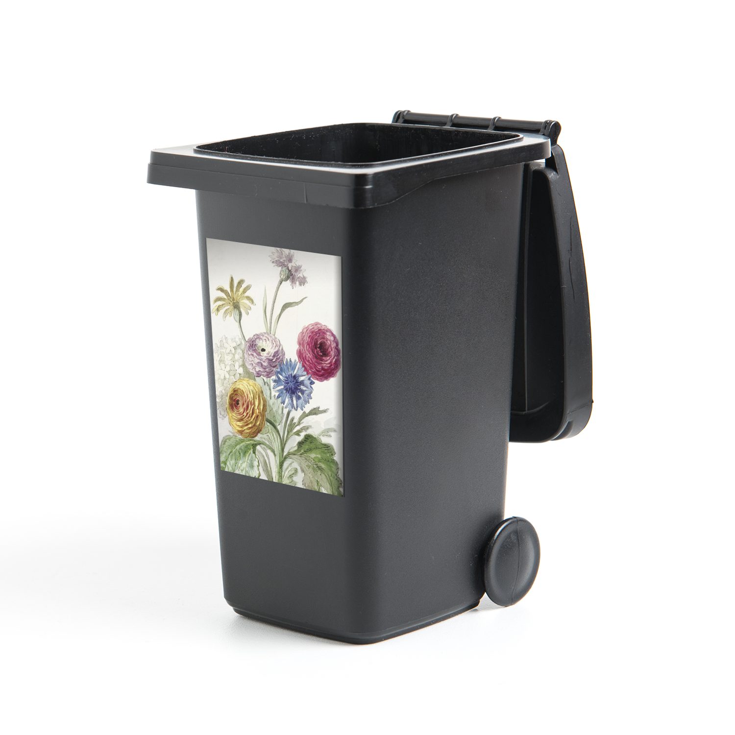 Wandsticker grünen Vase - St), Blumenstrauß Container, Leen (1 Mülltonne, einer Mülleimer-aufkleber, im Willen Sticker, Abfalbehälter MuchoWow van Hals