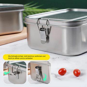 TWSOUL Lunchbox Lunchbox aus Edelstahl, 1400 ml, Edelstahl, Abnehmbare Partition, Einfach zu säubern