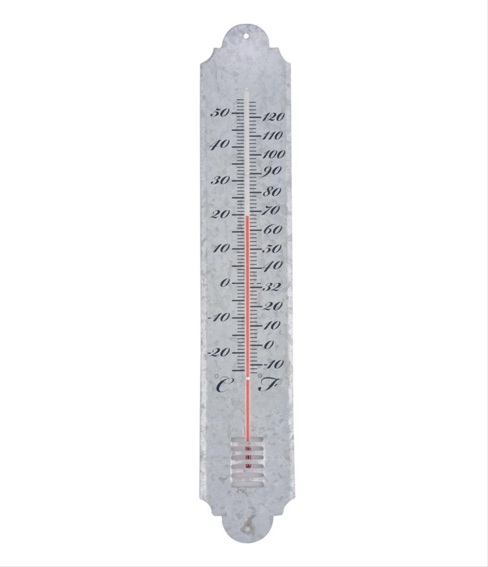 Linoows Dekoobjekt aus Thermometer für Gründerzeit Garten, Zink & gealtertem Haus Wandthermometer