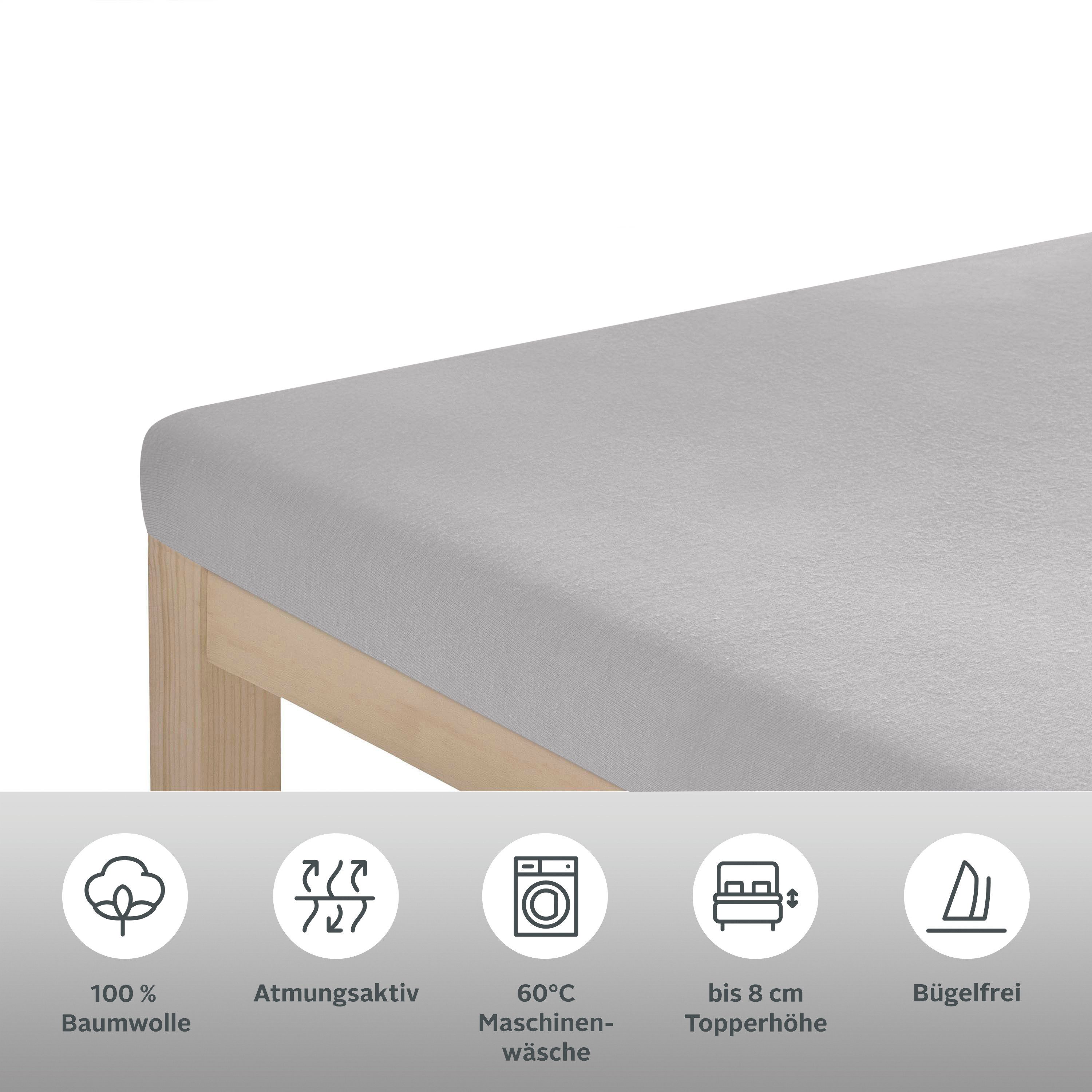 OTTO home Spannbettlaken Physalis Topper COMFORT, Jersey, Gummizug: rundum, (2 Stück), bis 10 cm Höhe, Bettlaken, Laken, in Comfort & Premium Qualität – Bild 3 von 4