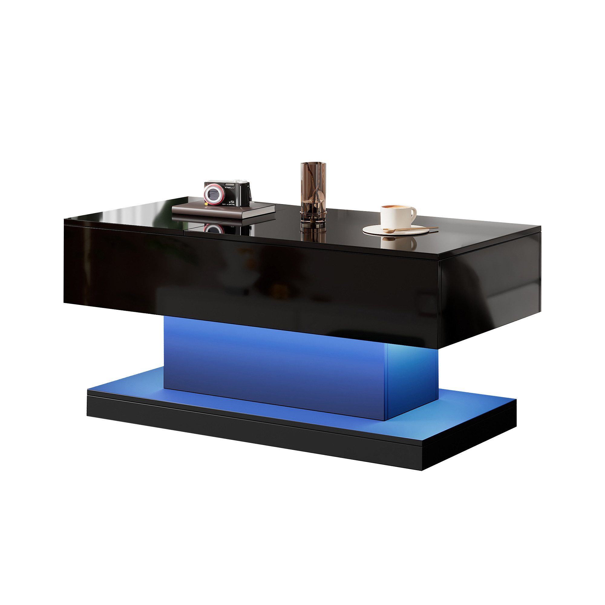 Couchtisch Höhenverstellbar LED Couchtische Kaffeetisch 100x50x45 cm