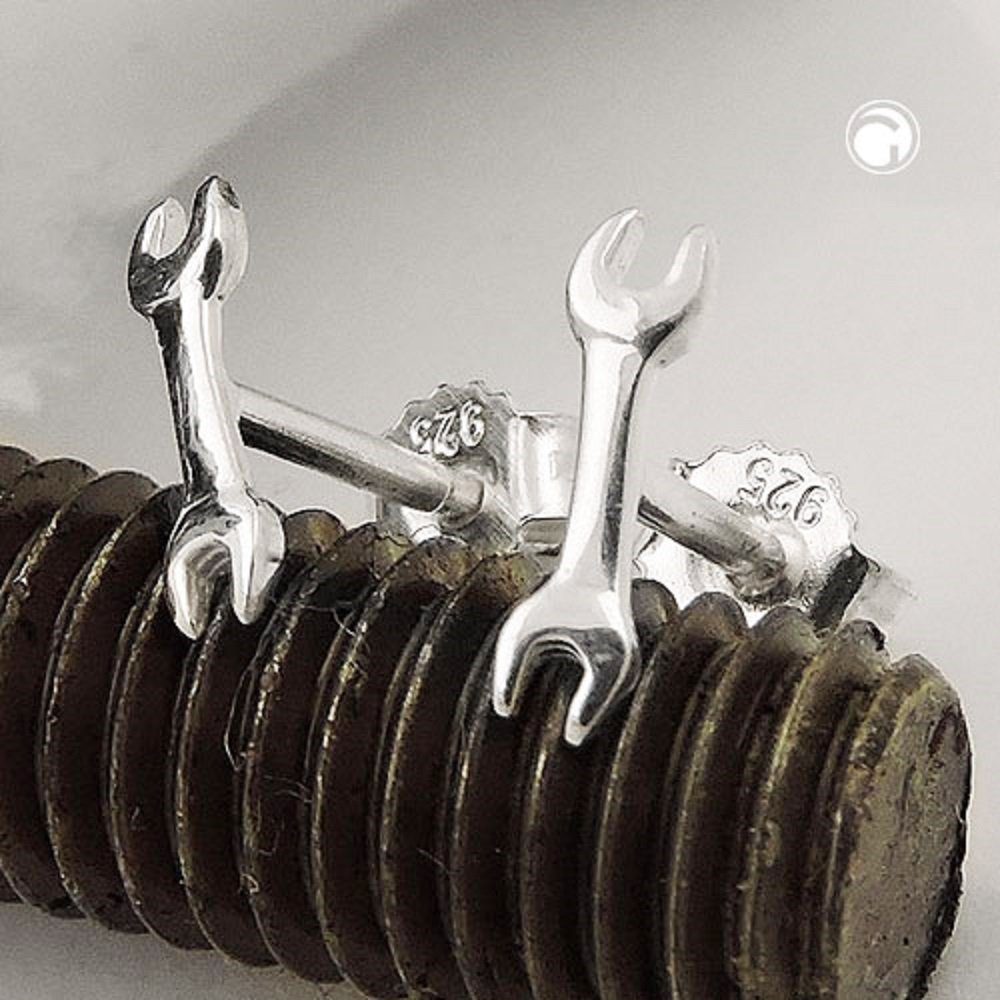 unbespielt Paar Ohrstecker 925 x Silberschmuck 2,5 Schraubenschlüssel inklusive Schmuckbox, 8,6 und Damen Ohrstecker Silber Ohrringe Herren mm für