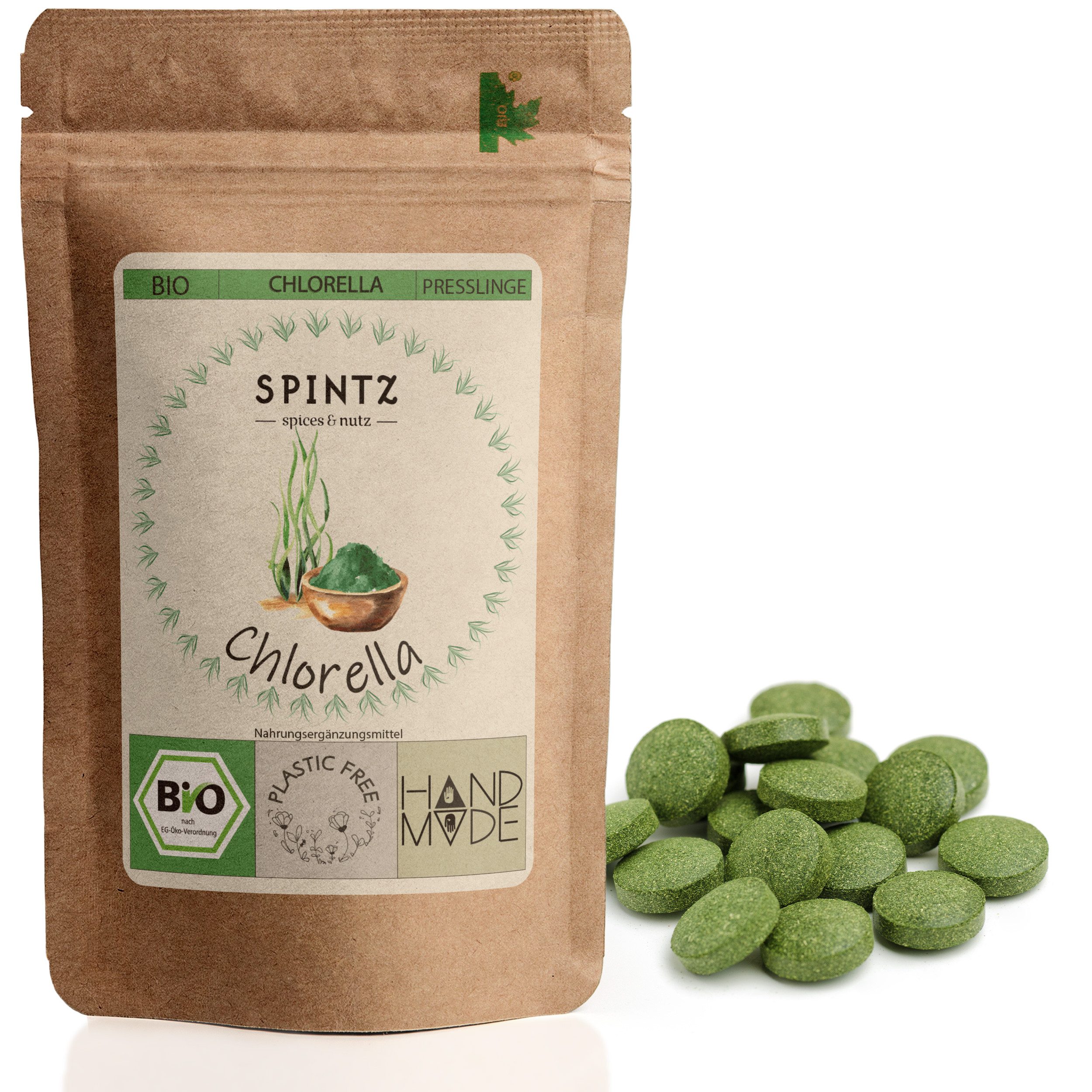 SPINTZ Bio Chlorella Presslinge 3x3 täglich mit ausreichend Wasser, 1 er 200 St., 100 g