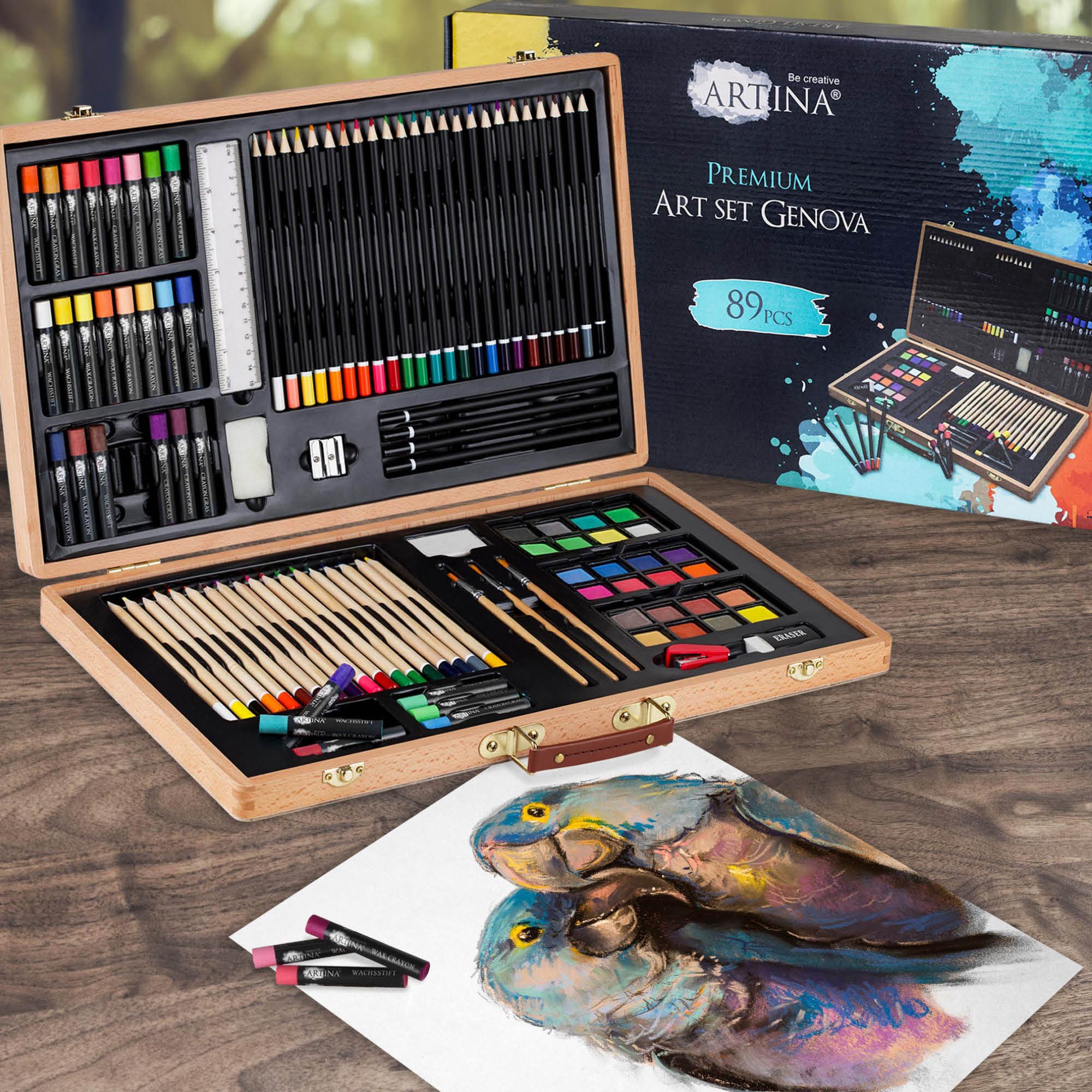 Artina Malerset XXL 89tlg Künstler Malset im Malkoffer Holz Genova, 89tlg., günstig online kaufen