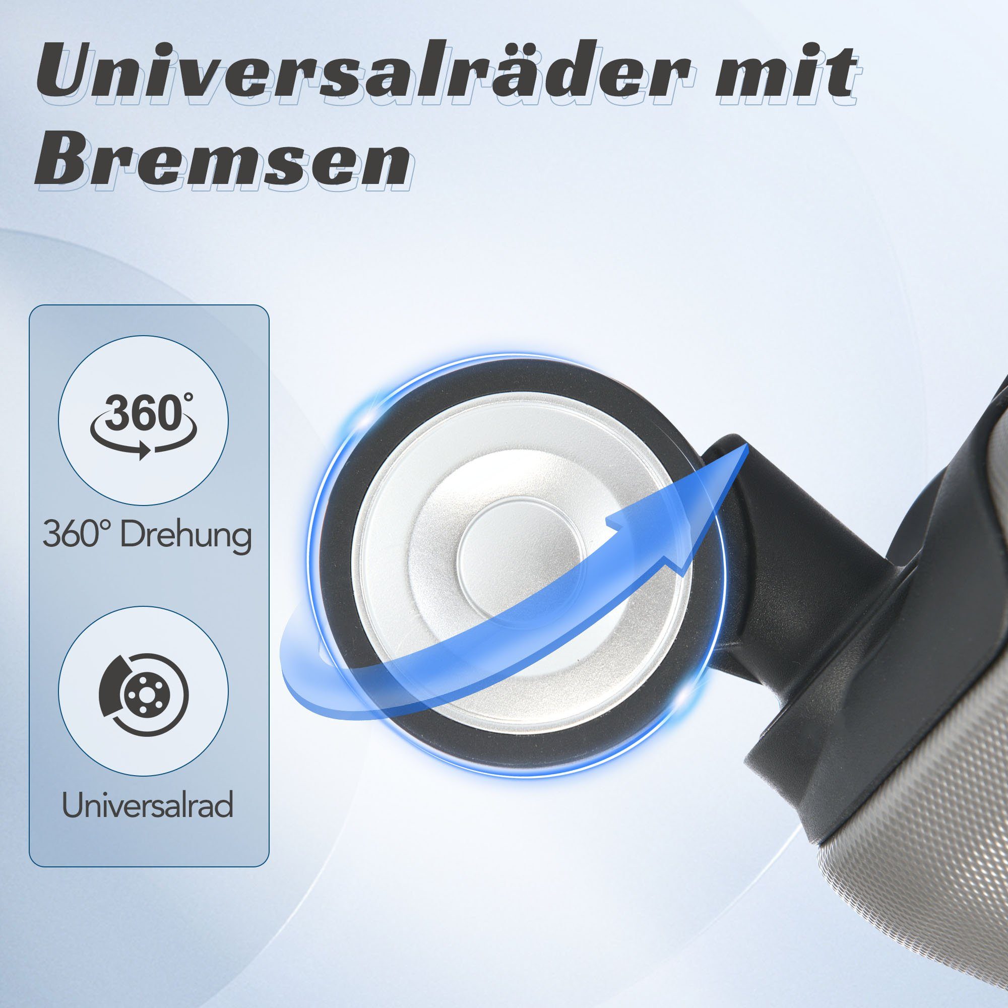 - Kabinenkoffer wasserdicht, 4 Rollen, Grau 4 Ulife cm mit Hartschalen-Trolley 50*31*76,5 TSA-Schloss XL Spinnerräder Rollen