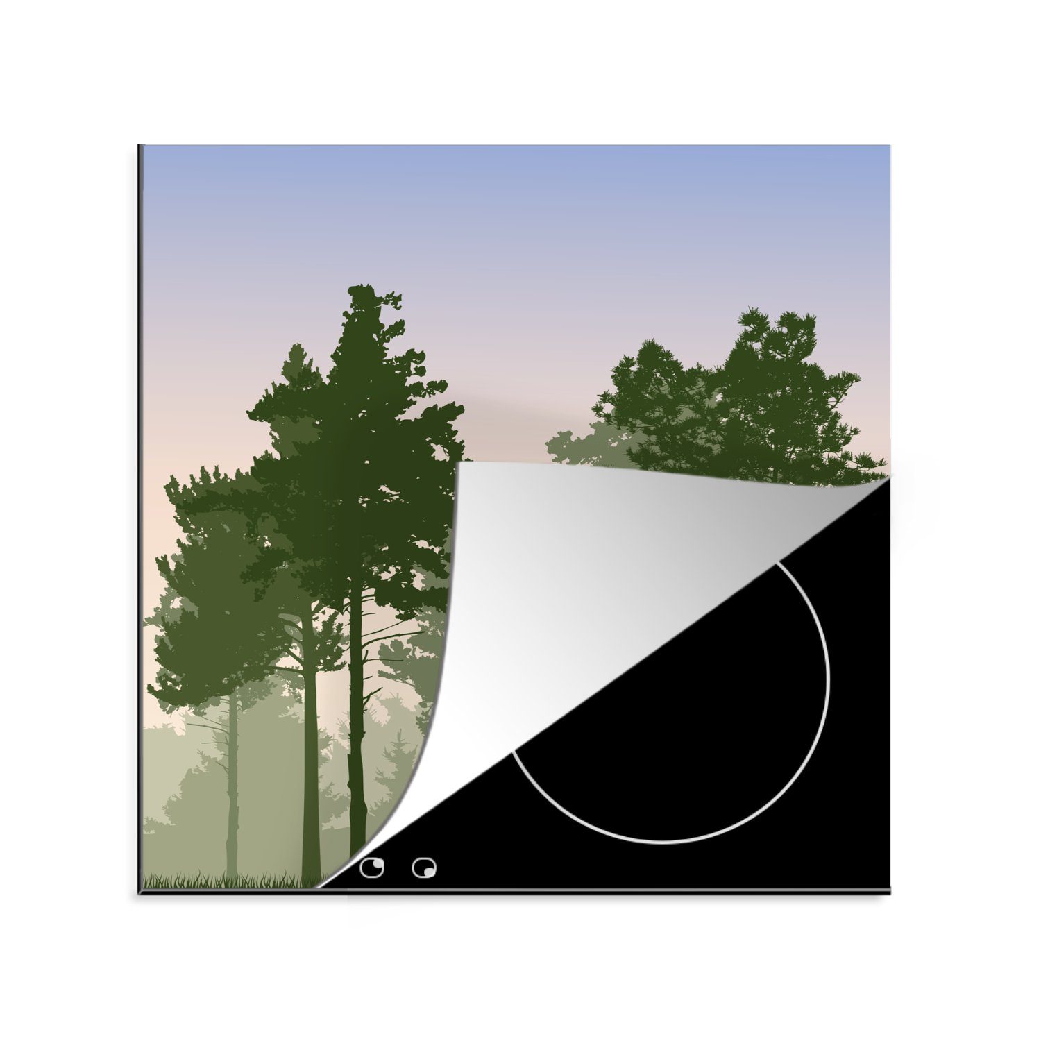 Waldes Arbeitsplatte MuchoWow cm, für Rehen, (1 Ceranfeldabdeckung, mit tlg), Vinyl, Herdblende-/Abdeckplatte küche Illustration eines Eine 78x78