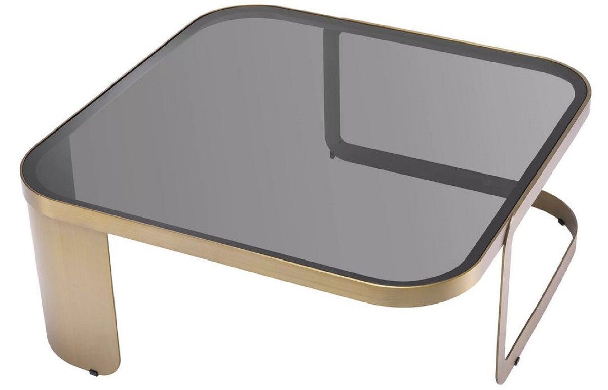 Luxus Edelstahl Grau - Möbel mit Padrino Casa 38,5 Luxus - 90,5 x cm Möbel Glasplatte 90,5 / Couchtisch - H. Messingfarben x Couchtisch Wohnzimmertisch